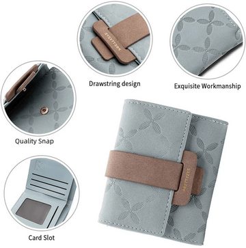 S&T Design Geldbörse Portemonnaie Damen Portmonee Klein (Leder), RFID-Blocker Mini Brieftasche Quadratisch
