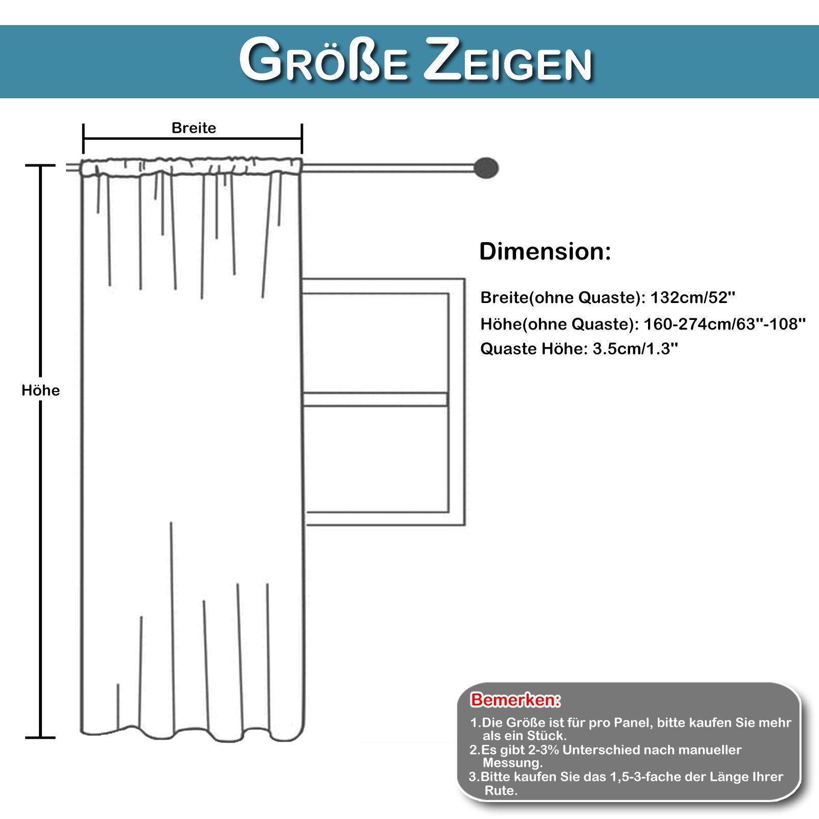 mit (1 Semi-Sheer St), Transparent Gardine Boho Schiebegardinen für Kinderzimmer Rahm Küche Pompom-Quasten, Vorhang Sunicol, Retro Voile Wohnzimmer Vorhänge Schlafzimmer