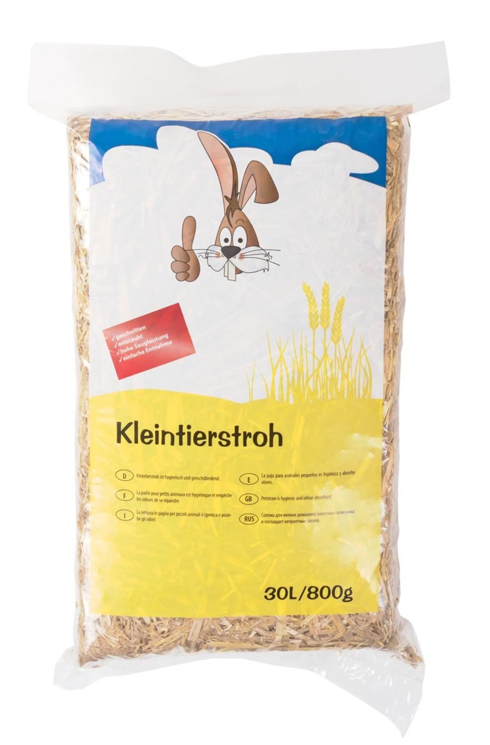 BURI Kleintierstreu Naturstroh 30 Liter Kaninchenstroh Einstreu Stroh Hamster Nager