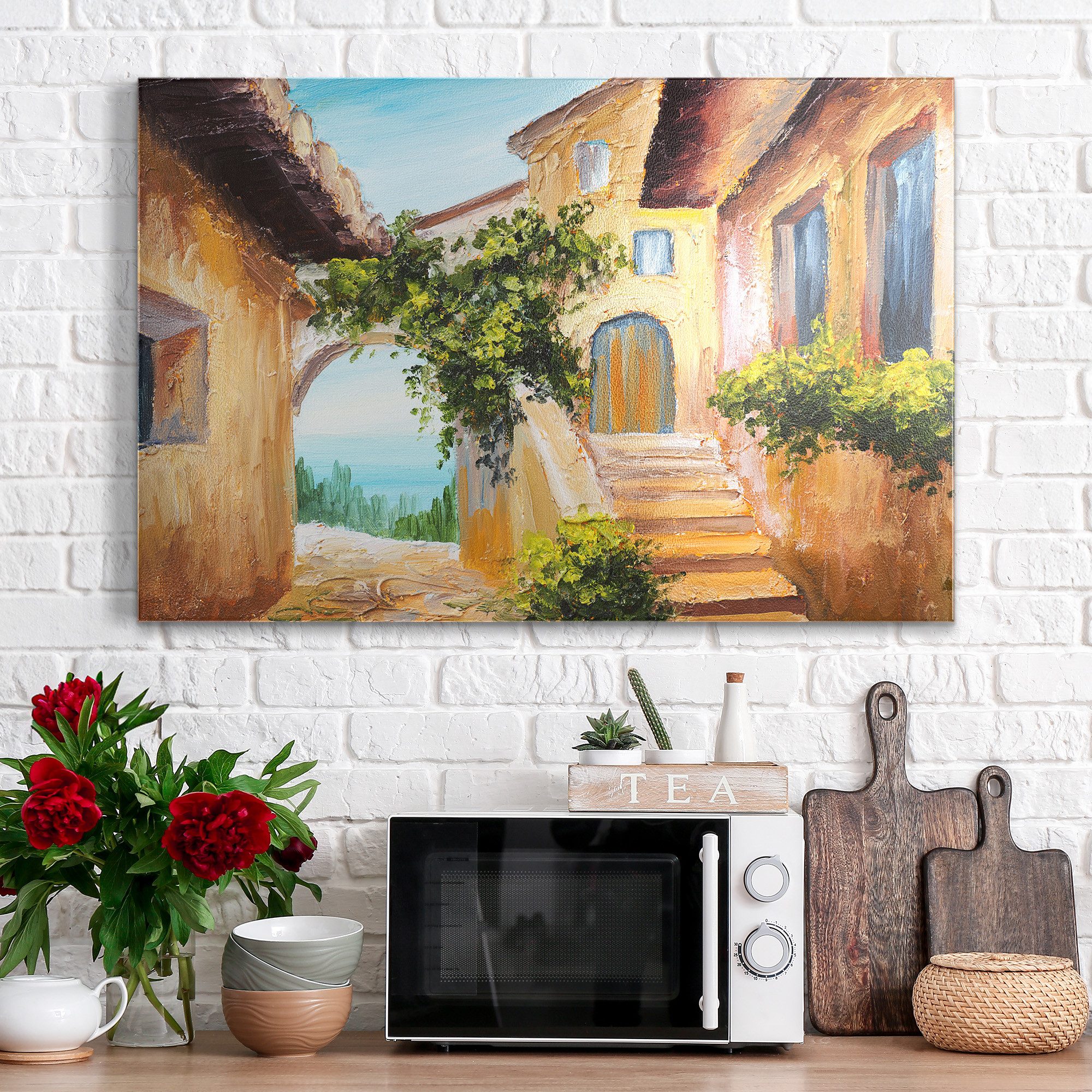 DEQORI Magnettafel 'Sonnige Gassen', Metall Whiteboard für alle Magnete, Magnetboard magnetisch