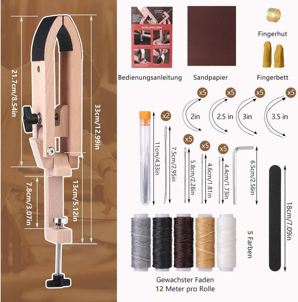 Thumbnail - LuxusKollektion Nähnadeln Leder-Nähpony Tisch Schreibtisch Nähen DIY Handnähen Zubehör Kit