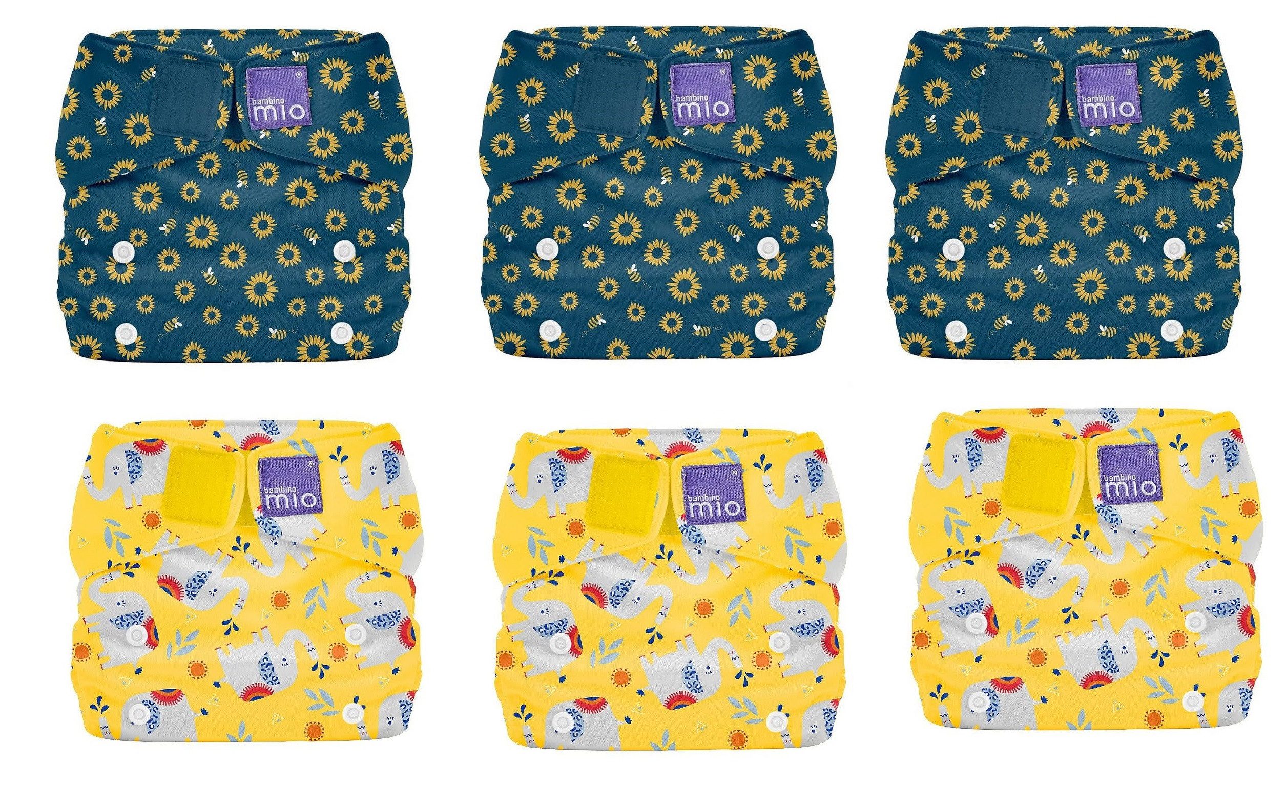 Bambino Mio Stoffwindeln 6er Pack Bambino Mio, Miosolo Stoffwindel Überhose One Size (6-St), Hautsympatisch