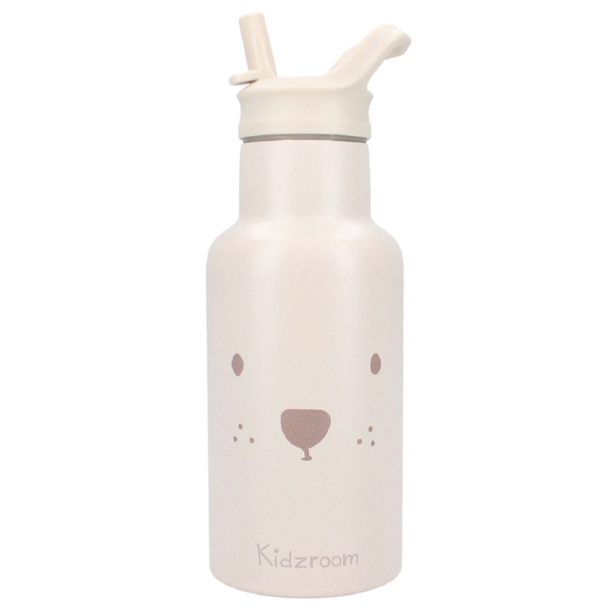 Kidzroom Trinkflasche Wasserflasche 350 ml für Kinder aus Edelstahl mit Strohhalm