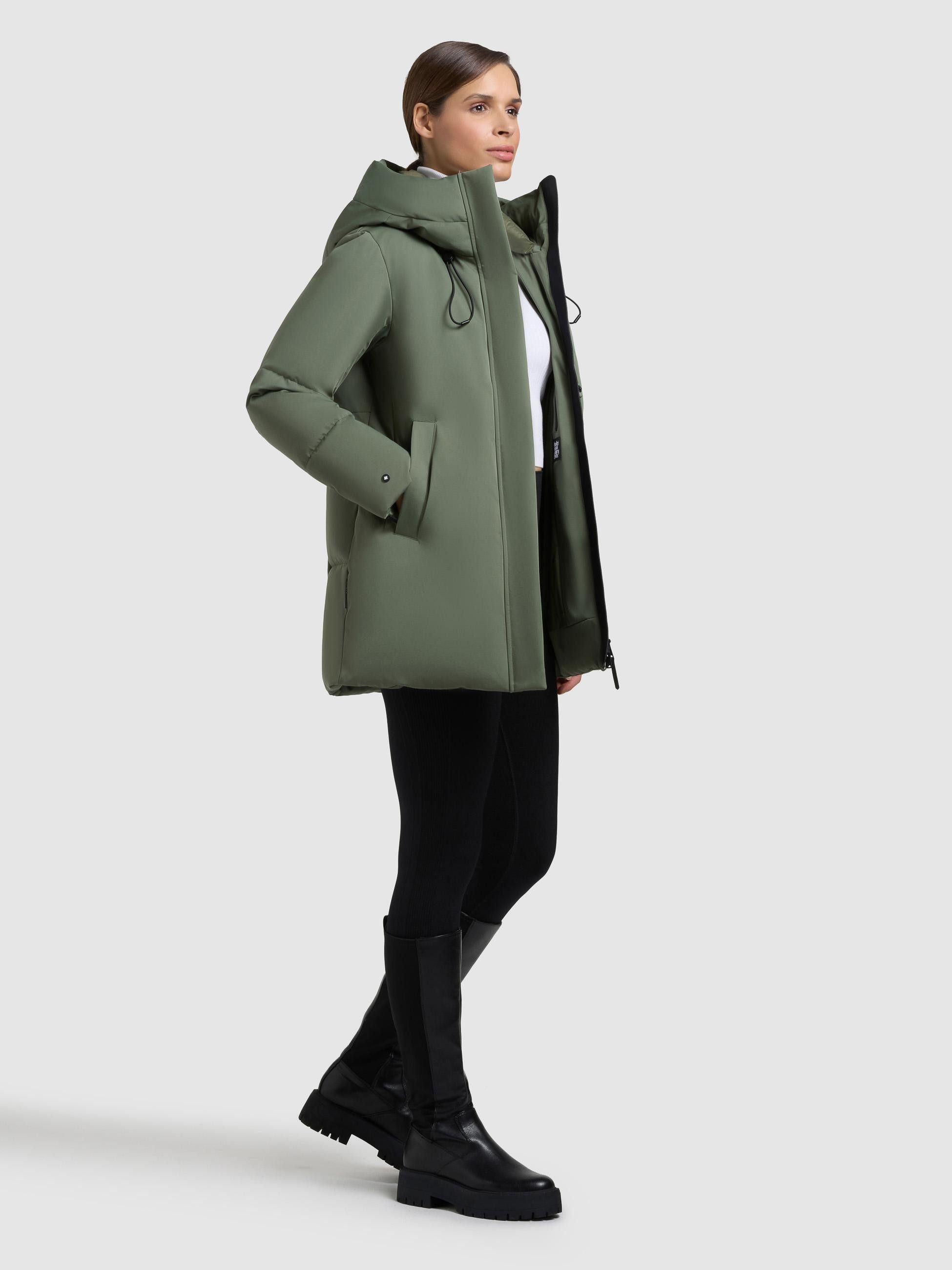 khujo Kurzmantel Allap Warmer Damen Mantel mit innenliegenden Rucksack-Trägern