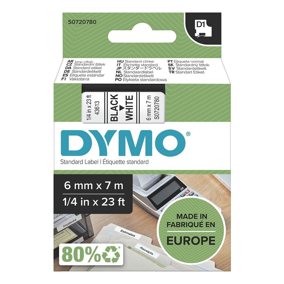 DYMO Beschriftungsband schwarz auf weiß