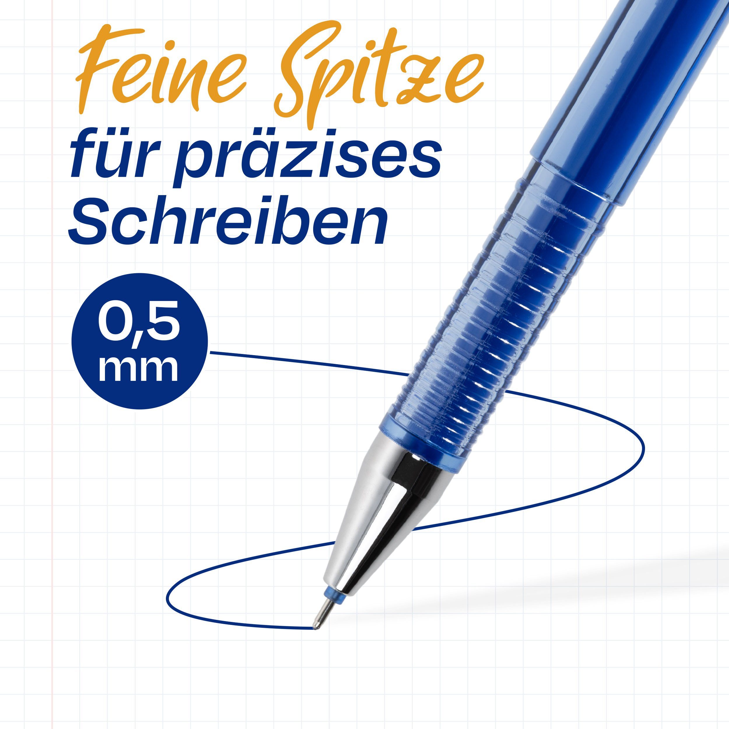 Praknu Kugelschreiber 10 radierbare - 10 Mit Leicht Löschbar Blau, Ersatzminen - (Set, Kugelschreiber Mit Clip 10-tlg)