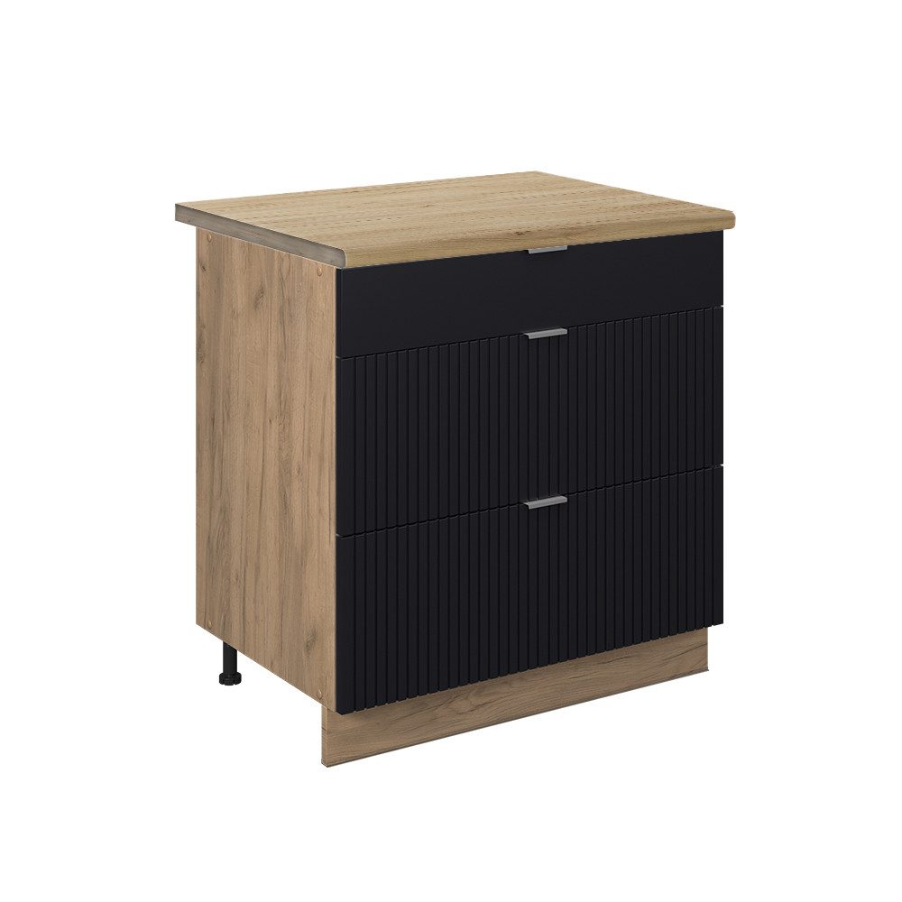 Vicco Unterschrank Fame-Line, Schwarz gestreift/Goldkraft Eiche, günstig online kaufen