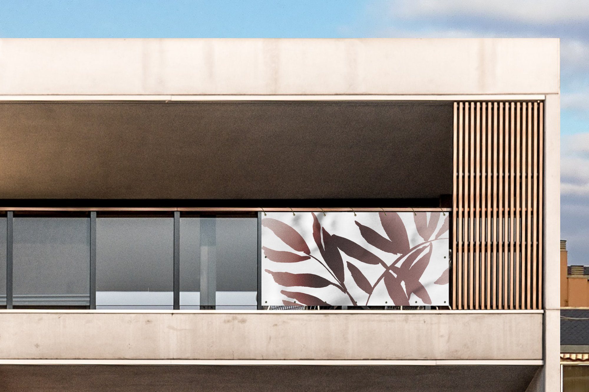 MuchoWow Balkonsichtschutz Blättern - Design - Abstrakt (1-St) Balkon Sichtschutz 90x200, Windschutz für Zaun PVC, 200x90 cm