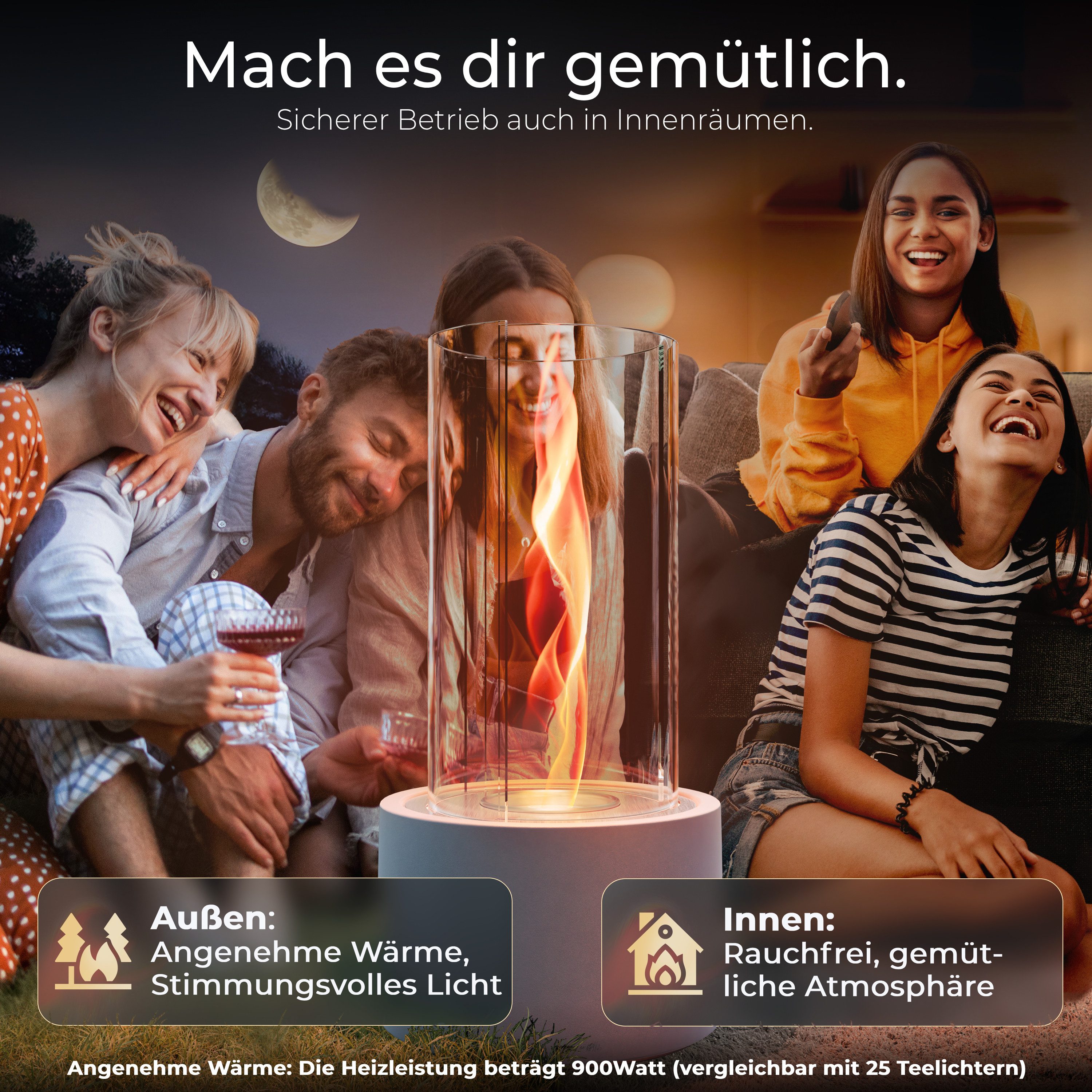 FIRELL Tischfeuer Ethanol Tischkamin Indoor & Outdoor Echtfeuer-Dekokamin (aus massivem Beton, Komplett-Set), Verstellbare Flamme, 2h Brenndauer, Patentierte Wi – Bild 5 von 5