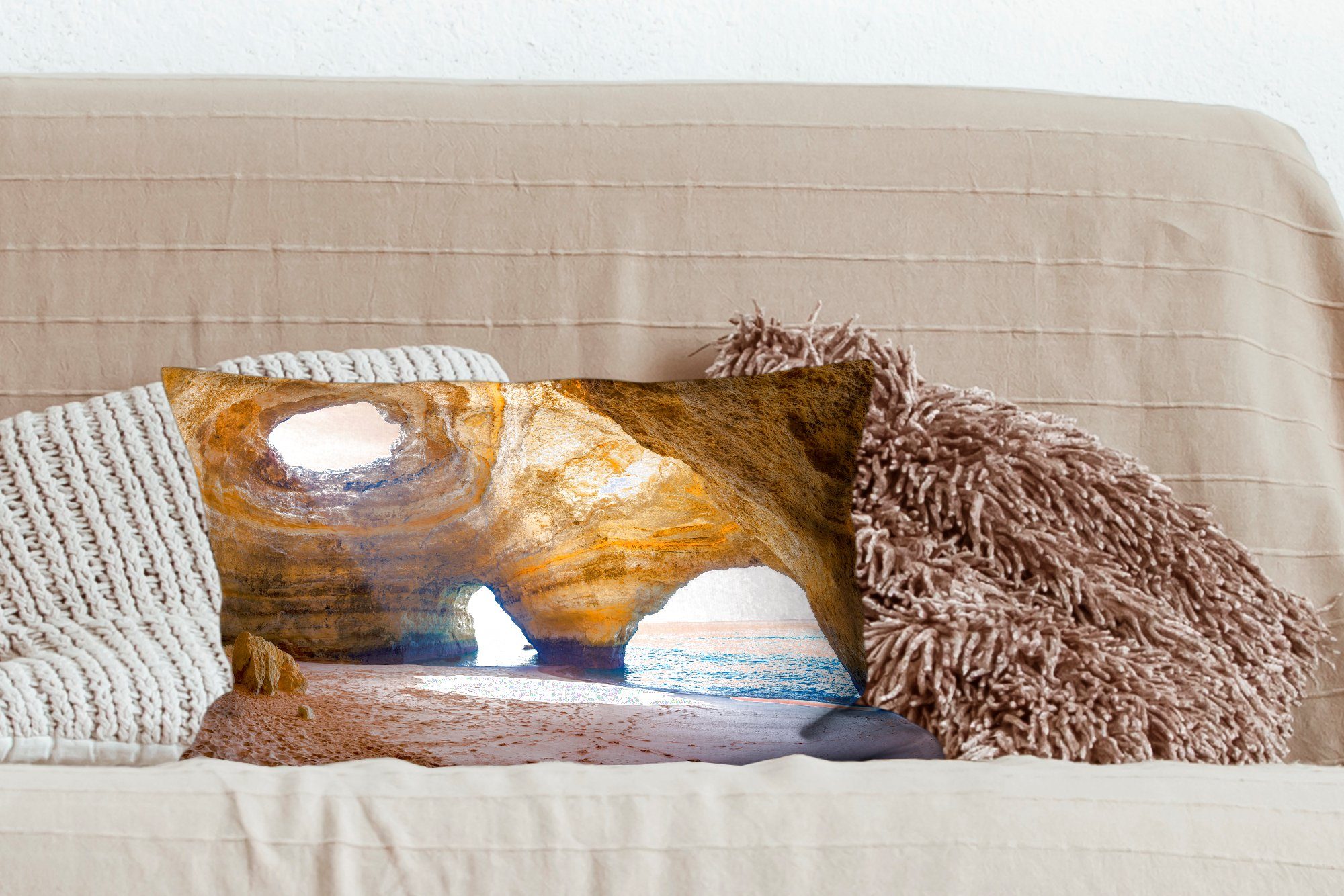 Dekokissen Dekoration, Schlafzimmer Zierkissen, Höhle, mit Füllung, MuchoWow Portugiesische Dekokissen Wohzimmer