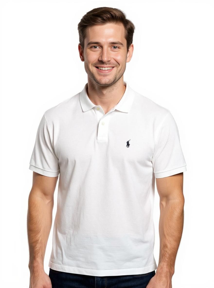 Poloshirt Piqué-Poloshirt Classic Fit Weiß