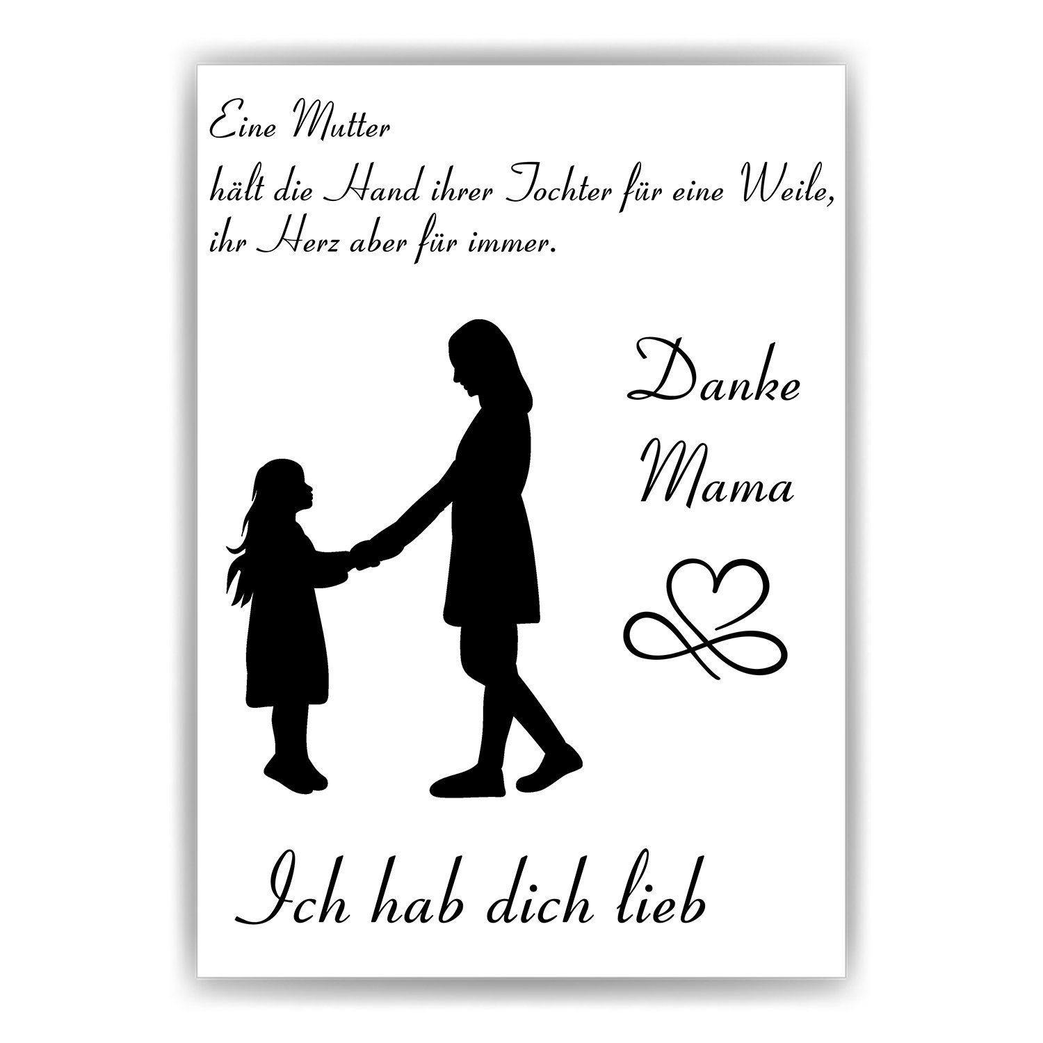 Tigerlino Poster Mama Tochter Geschenk Muttertag Geburtstag Mama Spruch, Weiß, DIN A4