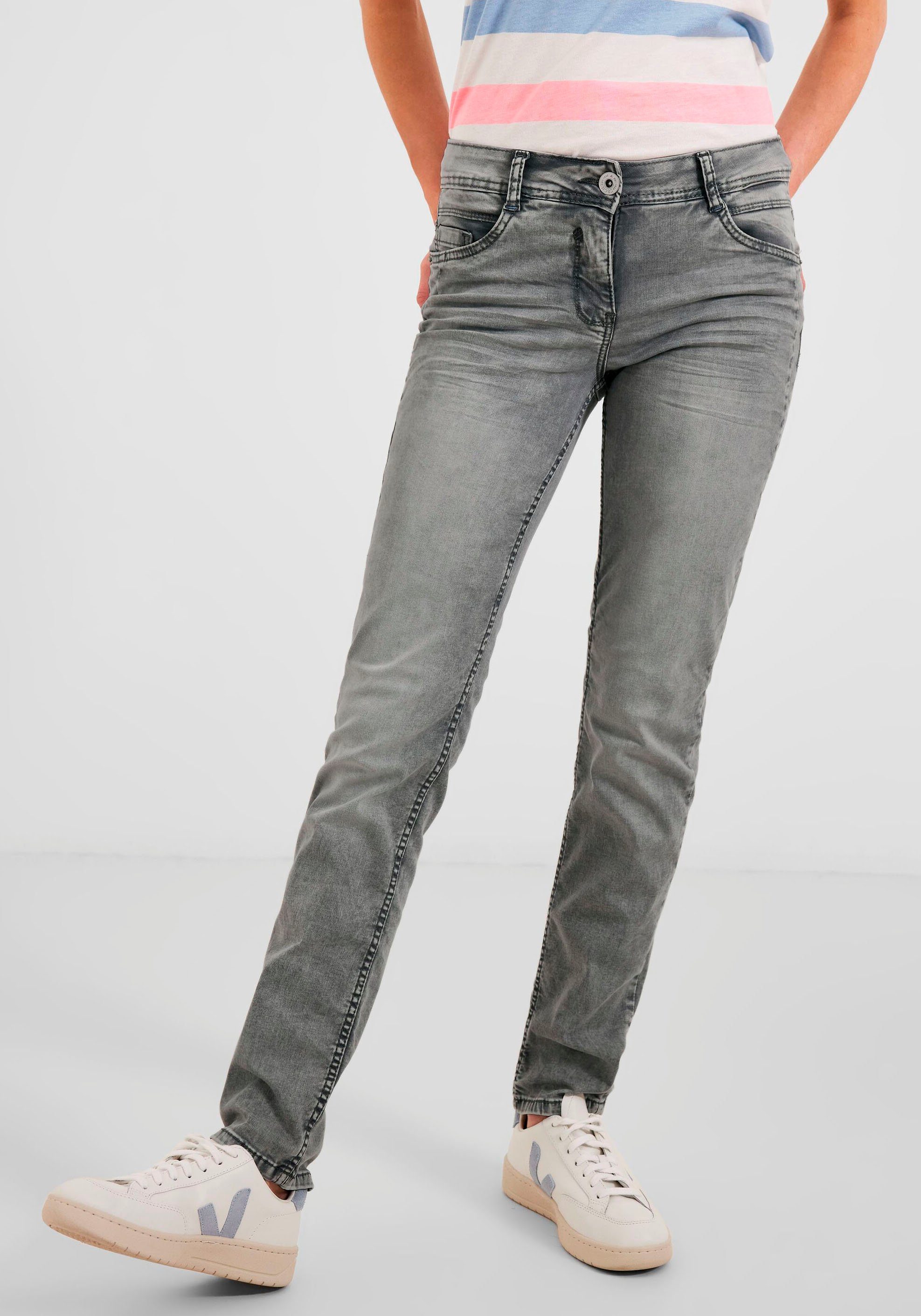 Cecil Slim-fit-Jeans Style NOS Scarlett Grey mit dezenten Zier- und  Teilungsnähten