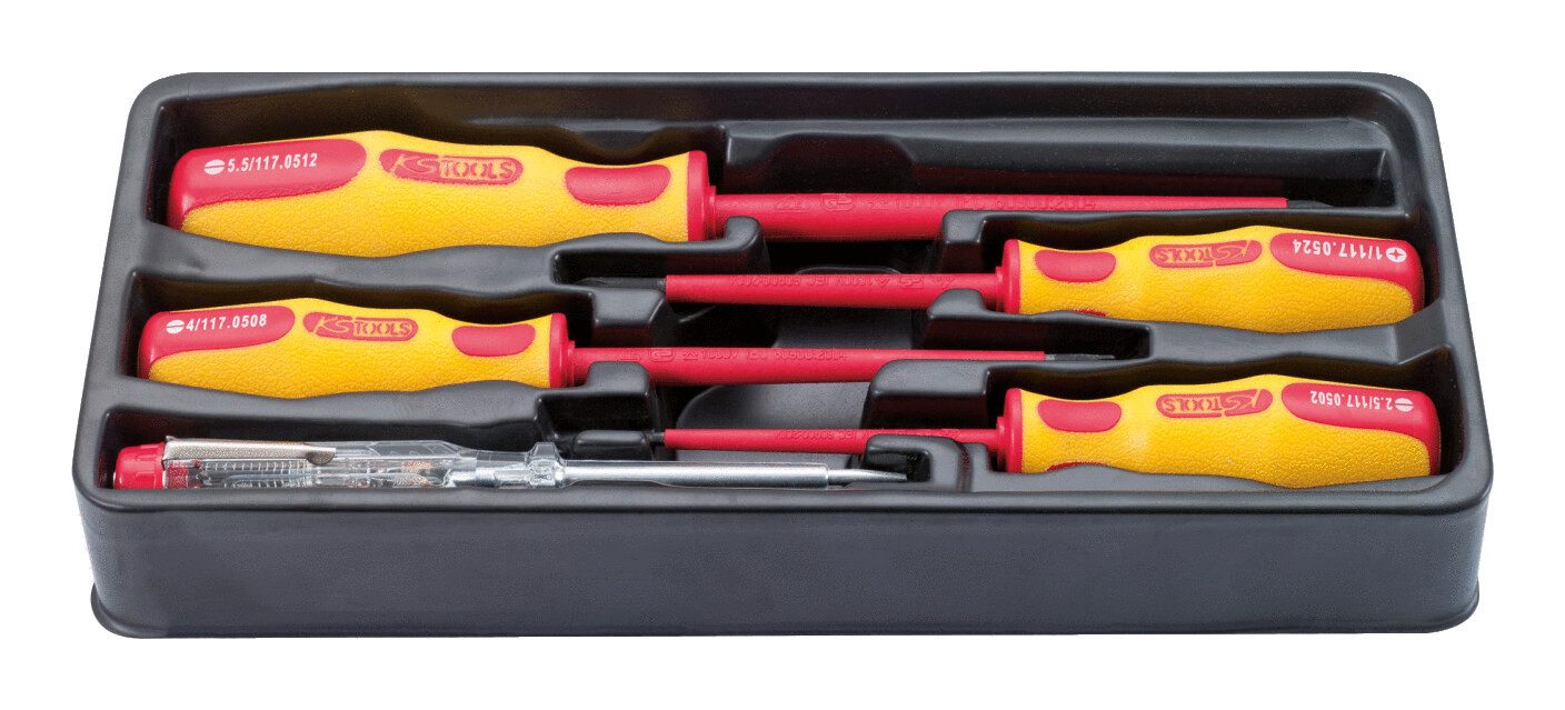 KS Tools Schraubendreher ERGOTORQUE VDE, (5 St), Satz, PH+Schlitz, 5-teilig