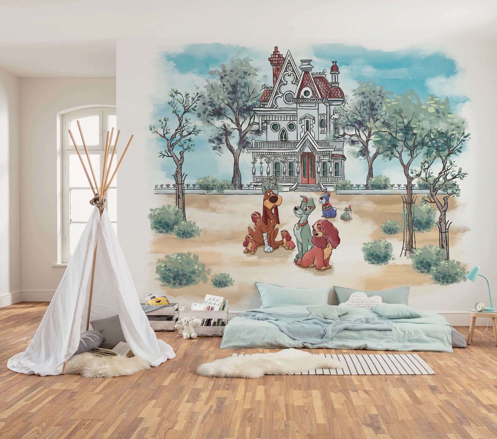 Komar Kindertapete Disney Lady and the Tramp Sweet Home, glatt, bedruckt, (Packung, 1 St)
