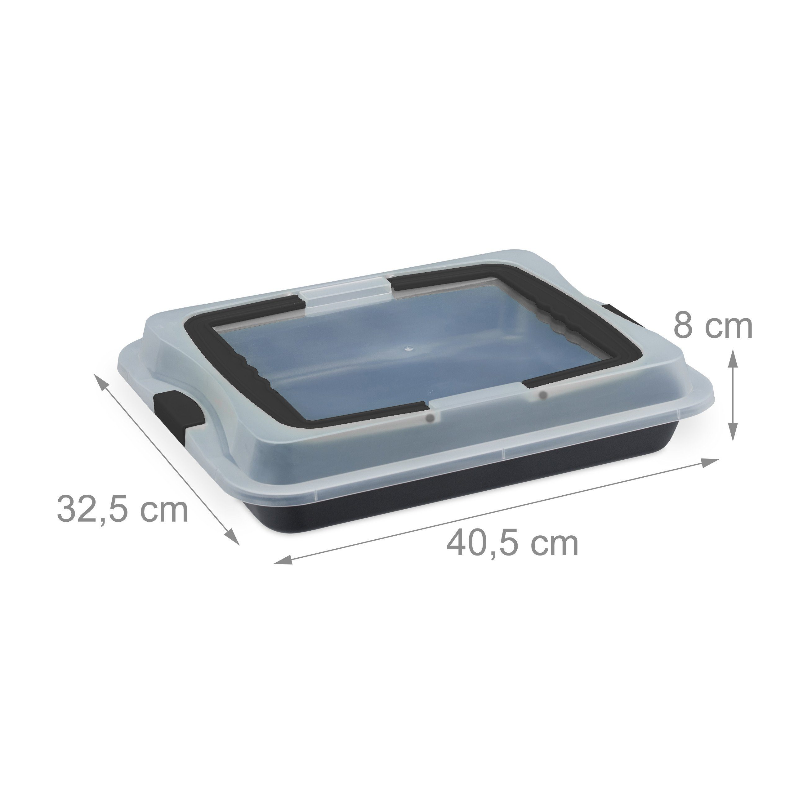 relaxdays Ofenschale Backblech mit Deckel 3in1, Kunststoff, schwarz