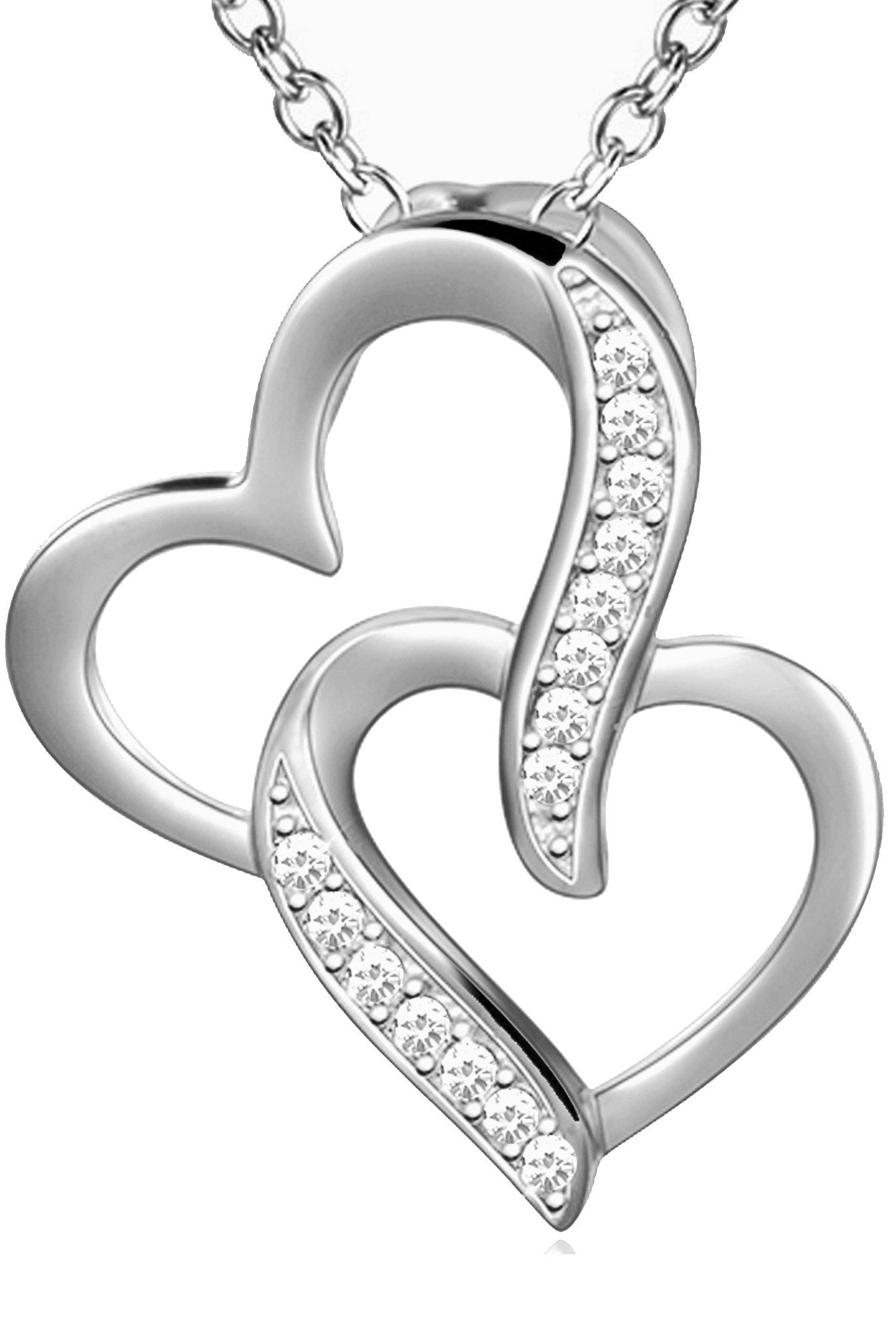 Herzkette 925 Silber Kette mit Herz Anhänger gold rosegold rotgold