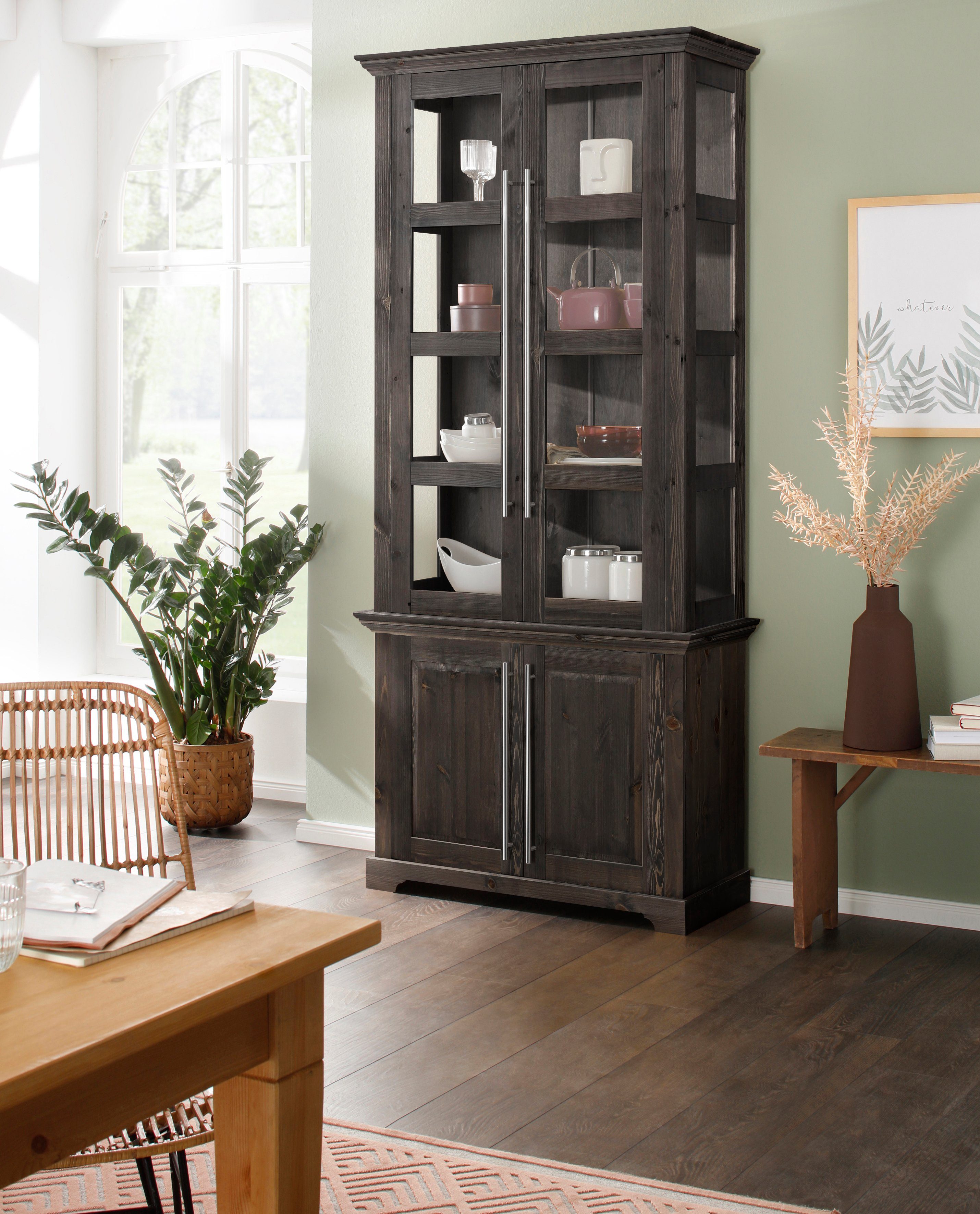Home affaire Vitrine Meliss aus massiver günstig online kaufen