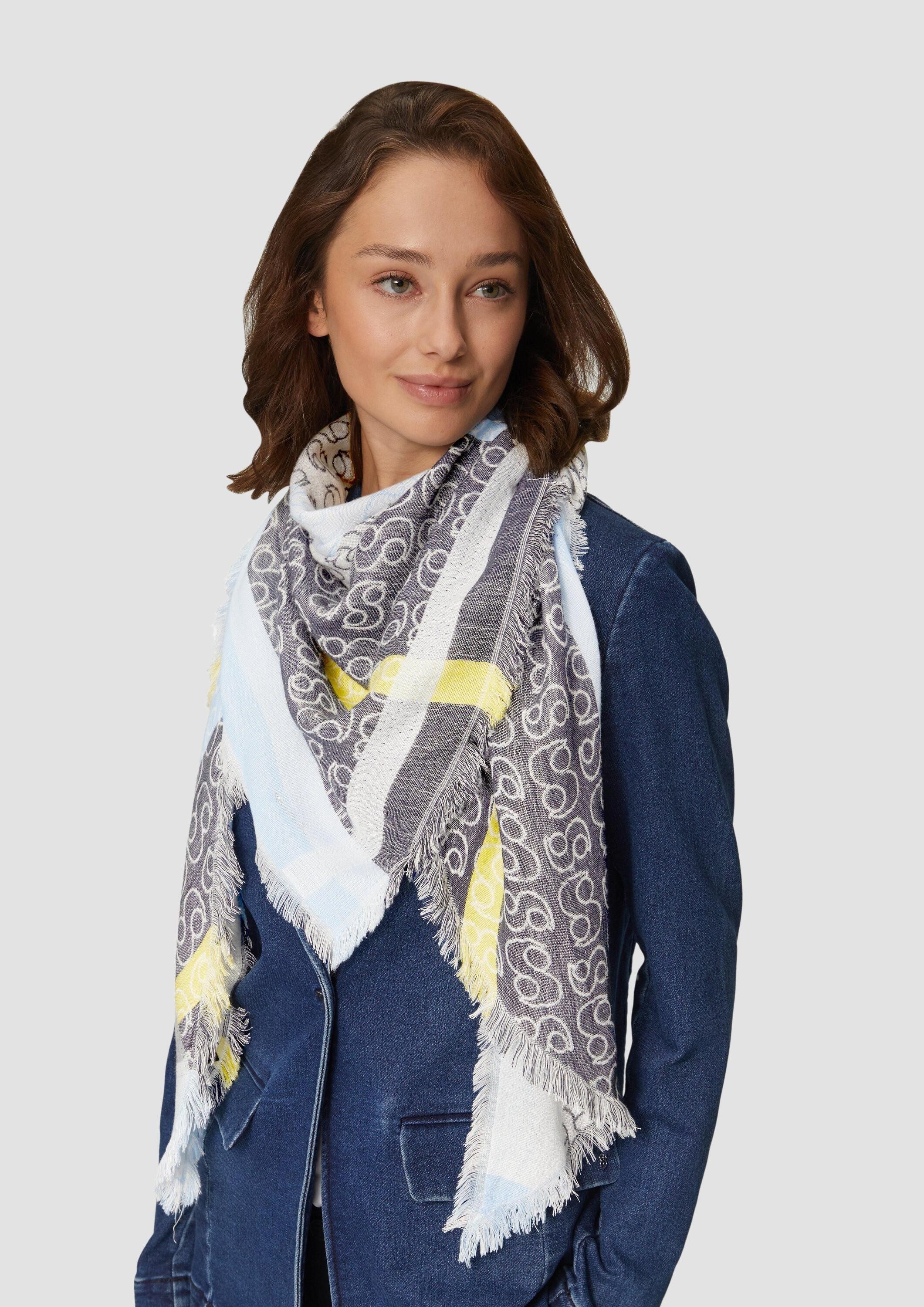 s.Oliver Schal Tuch, Gemusterter Schal aus Viskosemix günstig online kaufen
