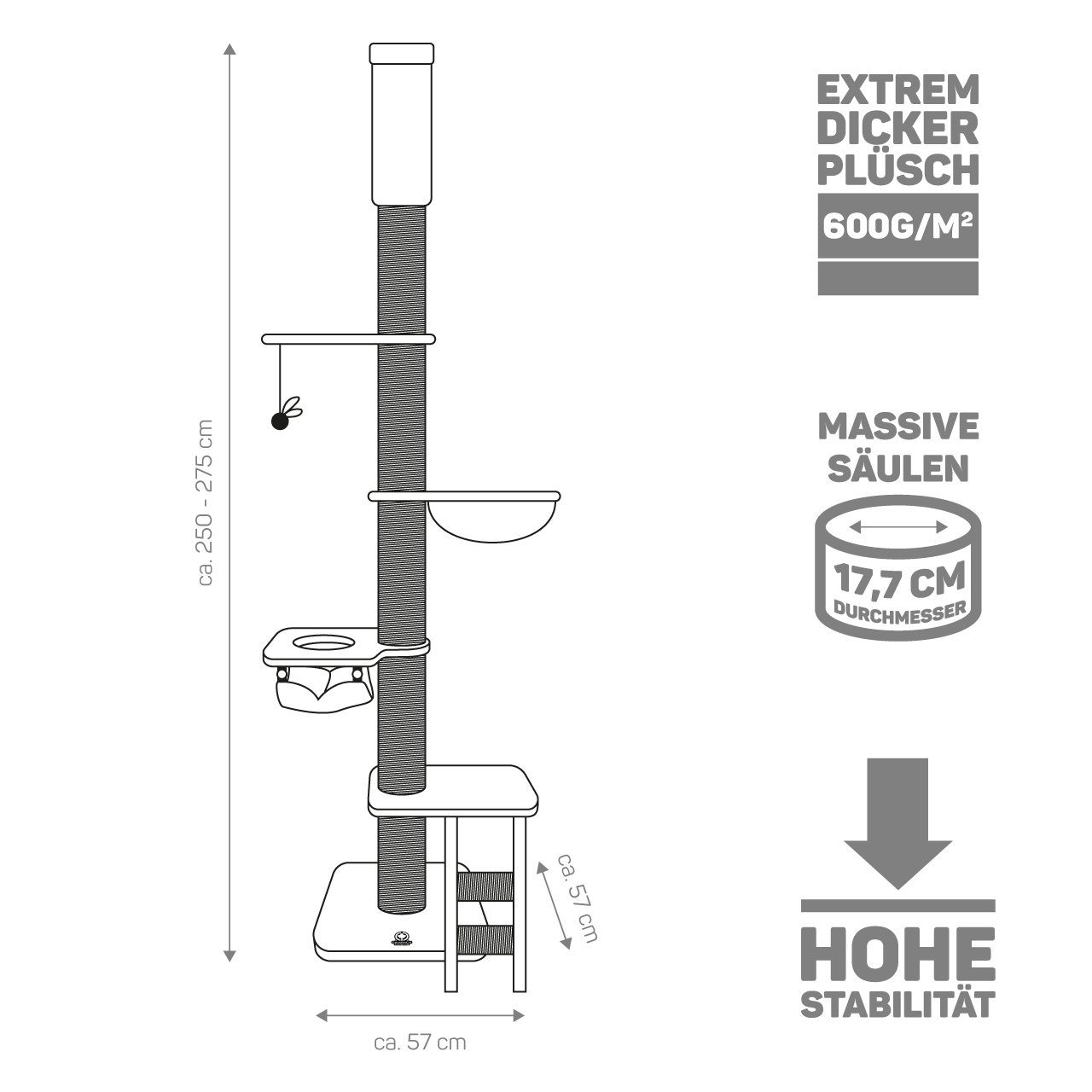 Thumbnail - Canadian Cat Company Kratzbaum Deckenspanner Lofty - Cappuccino auch für große und schwere Katzen, XXL Kratzbaum deckenh...