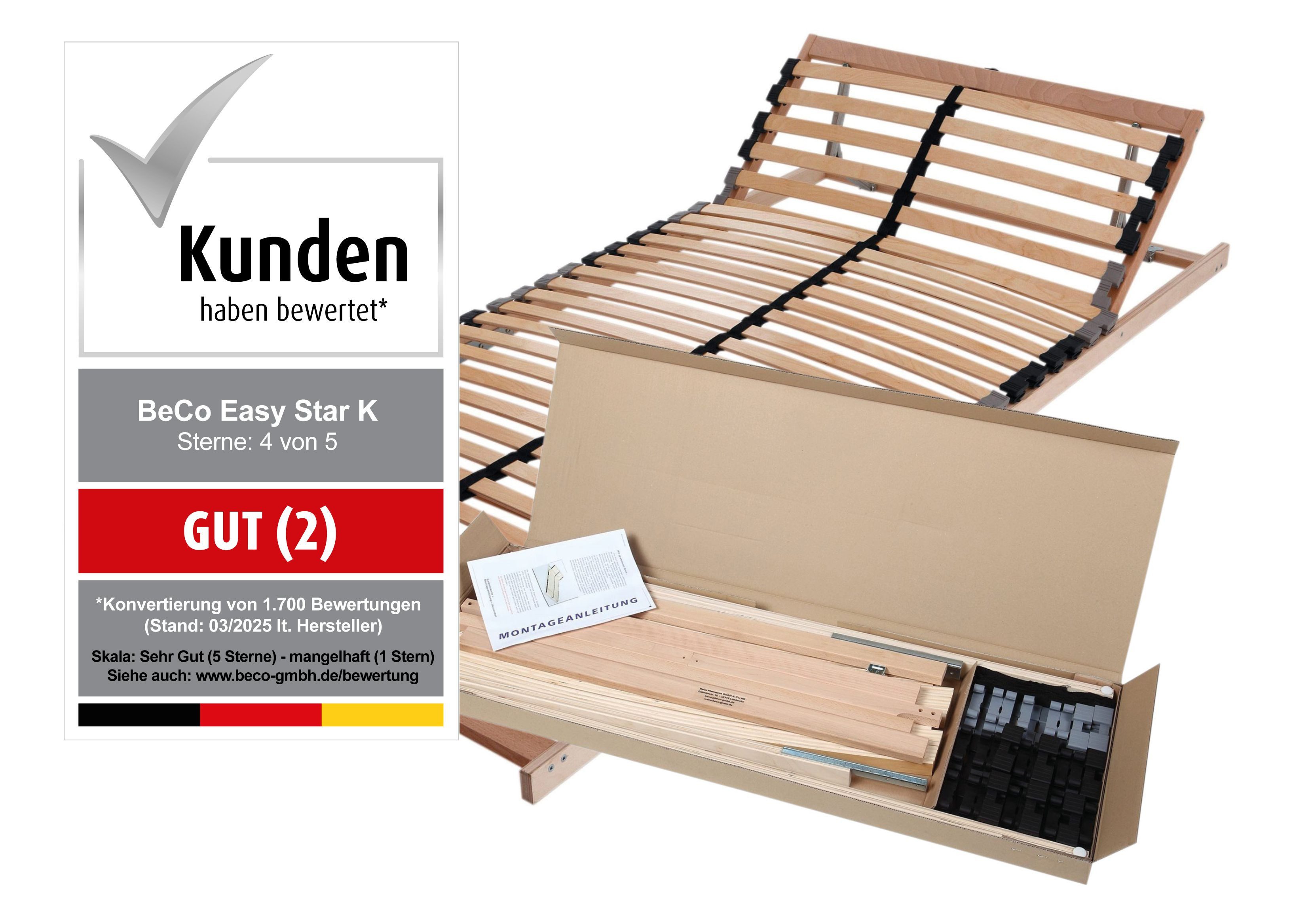 Lattenrost Easy Star K, Beco, Kopfteil manuell verstellbar, Fußteil nicht v günstig online kaufen