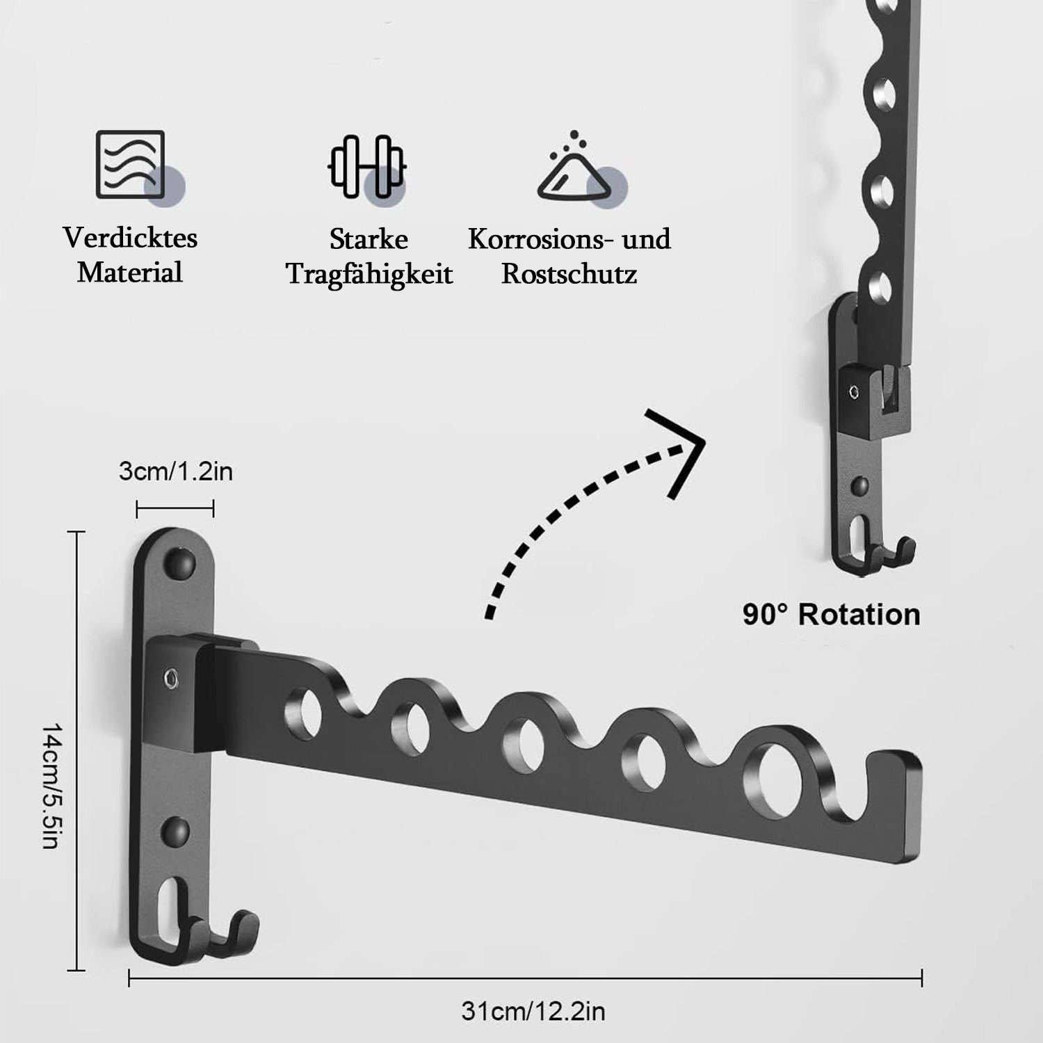 NUODWELL Wäscheständer Wand Kleiderständer Klappbar Kleiderbügel Haken Gard günstig online kaufen