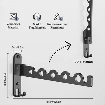 NUODWELL Wäscheständer Wand Kleiderständer Klappbar Kleiderbügel Haken Garderobenhaken Balkon