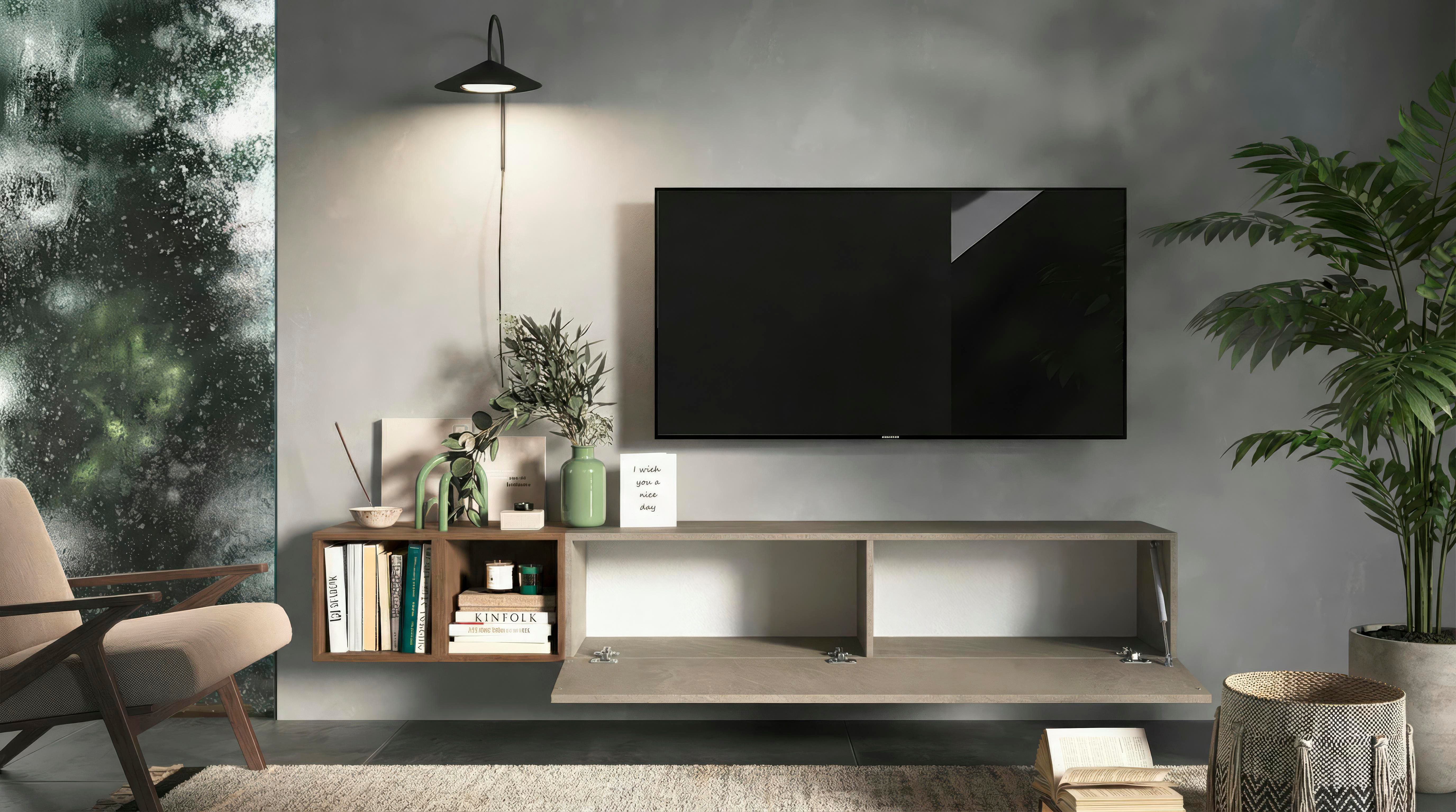 Home affaire Wohnwand Infinity, 2tlg. Breite 194 cm, Höhe variabel, Wohnwand, (Spar-Set, 2-St), (Lowboard hängend, Würfelregal 2er Set)