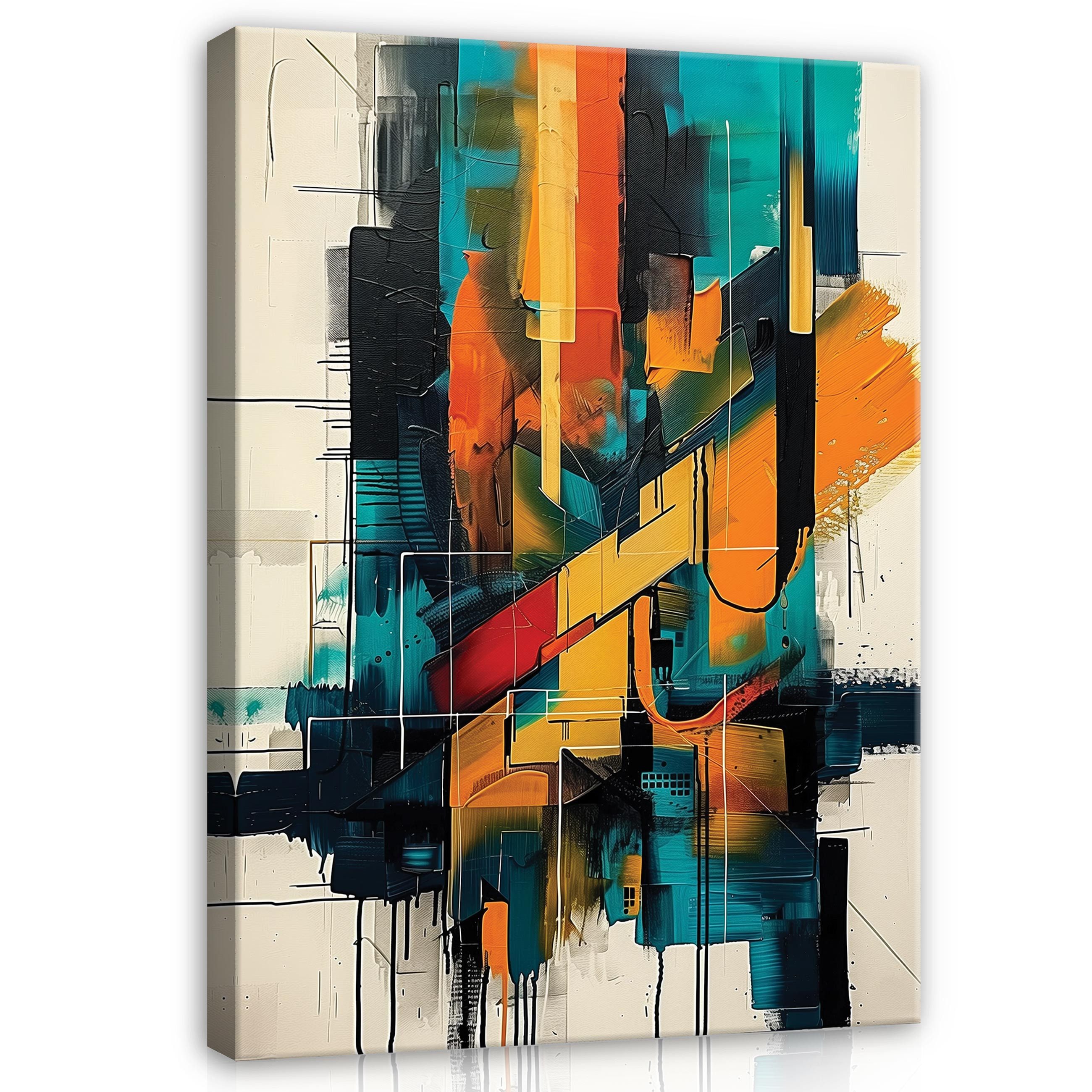 Wallarena Leinwandbild Abstrakt Gemalt Art Bunte günstig online kaufen