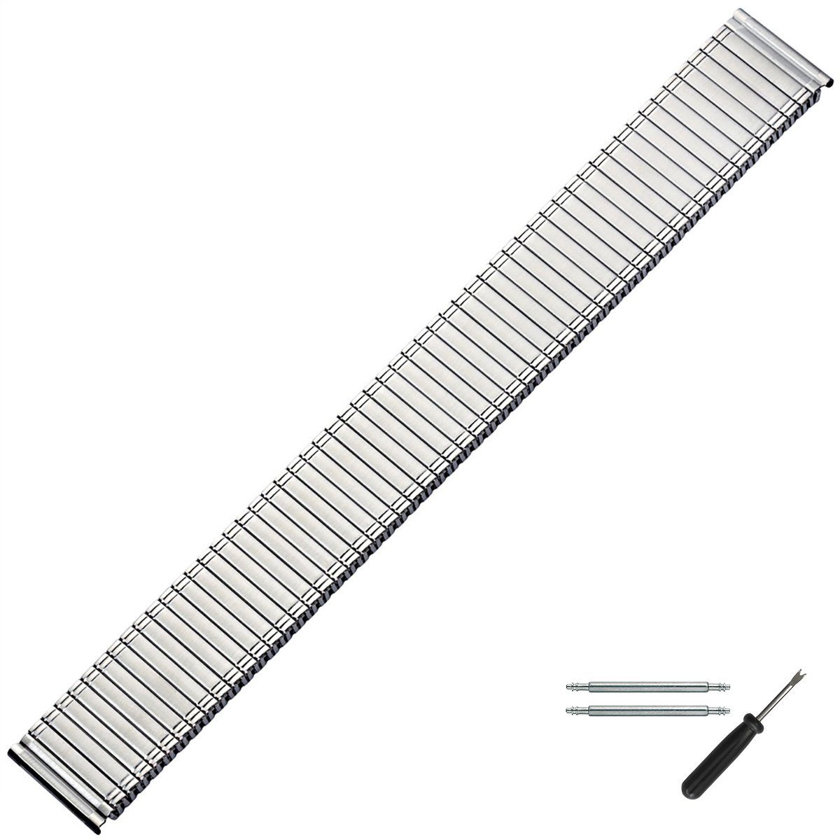 MARBURGER Uhrenarmband 20mm Edelstahl Silber Zugband