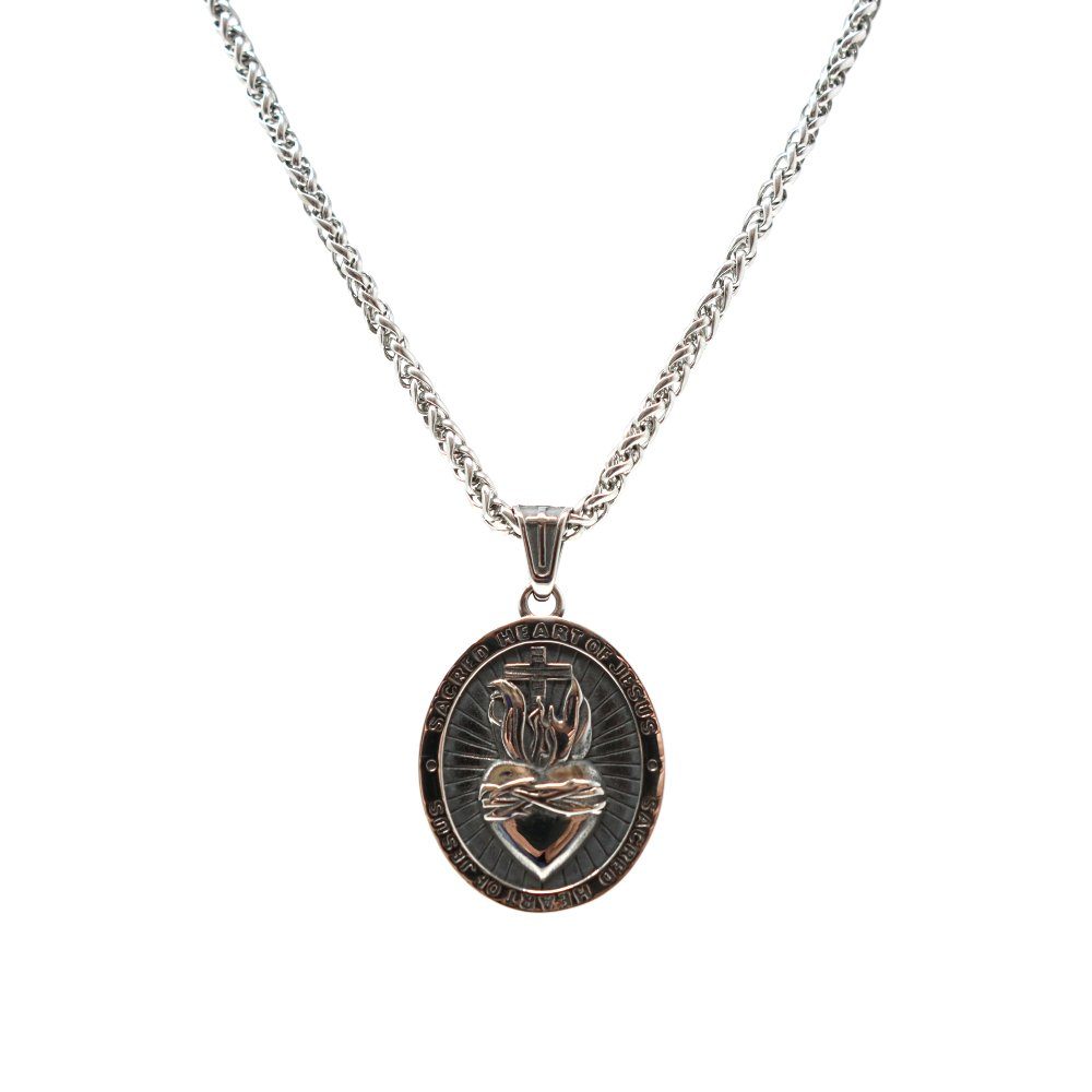 Edelstahlkette Lederkette Edelstahl 316 HEART OF JESUS