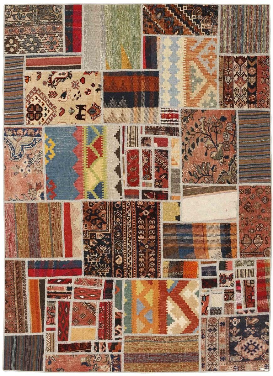 Orientteppich Kelim Patchwork 139x199 Handgewebter Orientteppich / Perserteppich, Nain Trading, rechteckig, Höhe: 4 mm