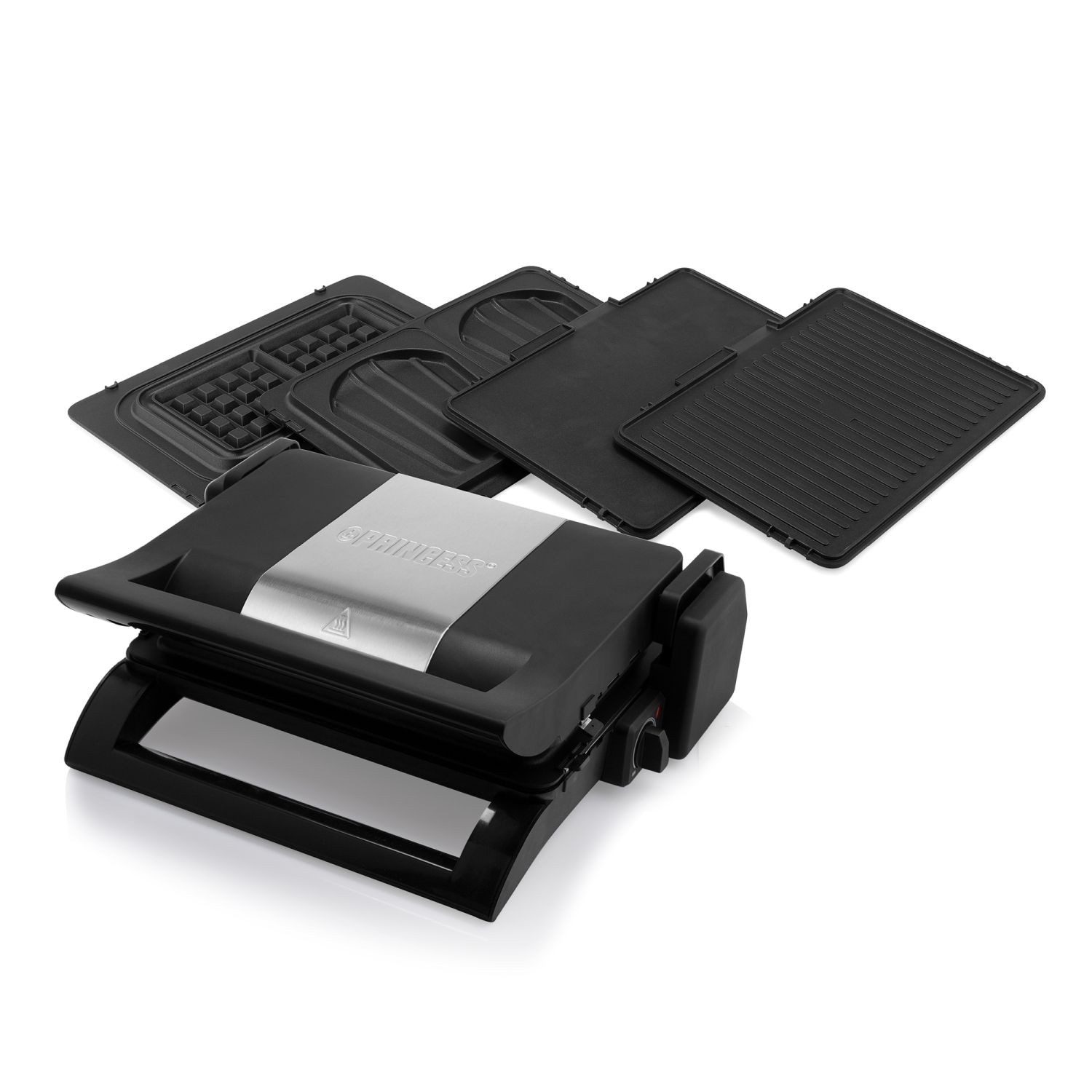 PRINCESS Kontaktgrill Princess 112536 Multi Grill 4-in-1 – Sandwich- und Tischgrill – abnehm, 1500 W, Inklusive 3 Plattensätze - 180° aufklappbar