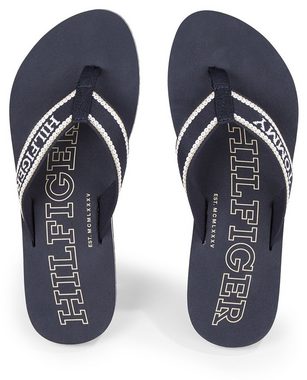 Tommy Hilfiger HILFIGER BEACH SANDAL Zehentrenner, Sommerschuh, Schlappen, Poolsildes mit logobedruckter Decksohle