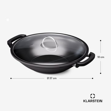 Klarstein Wok HEW37_black, Gusseisen, Emaille und Edelstahl (Set, Wok 37 cm diameter)