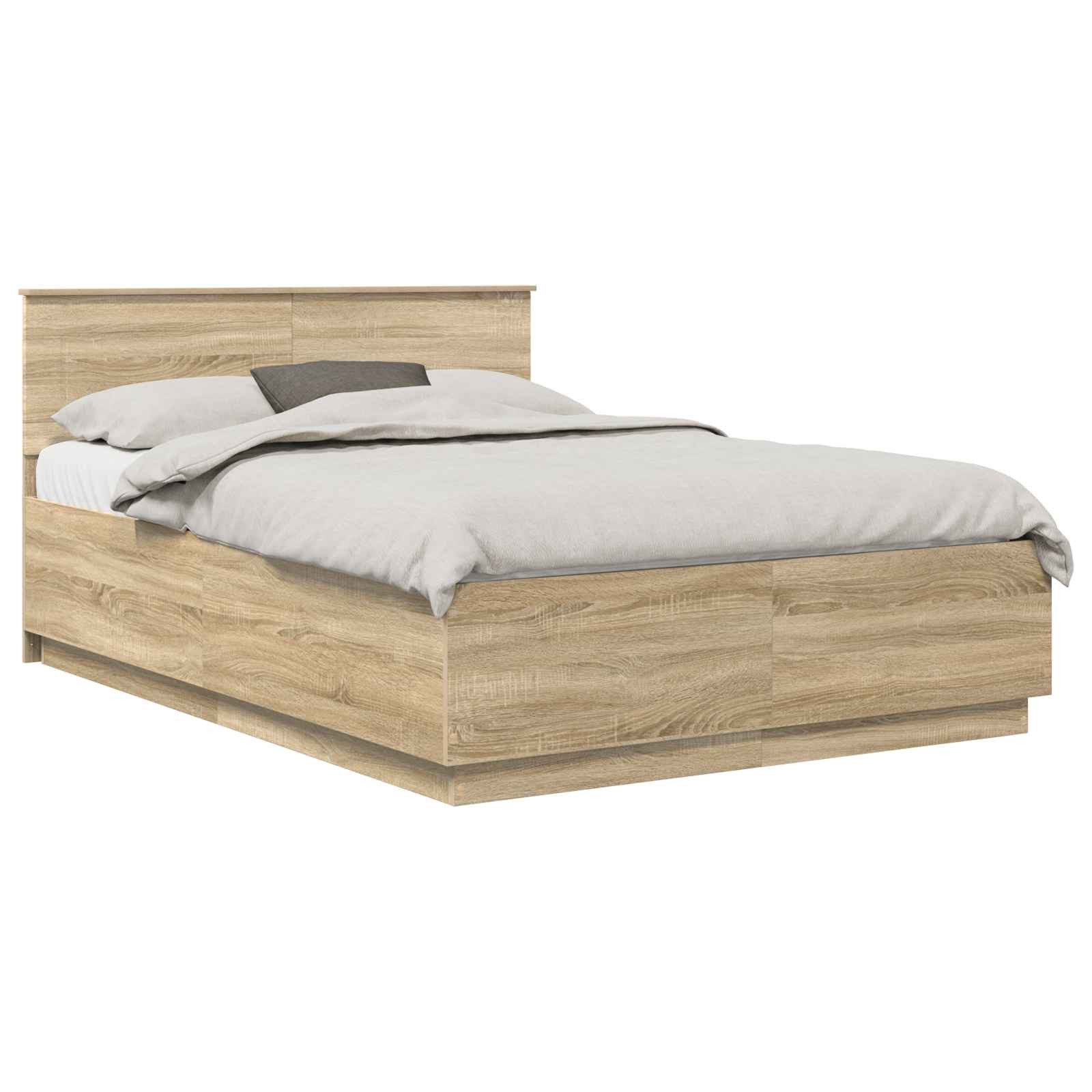 vidaXL Bettgestell Bettrahmen mit Kopfteil Sonoma-Eiche 140 x 200 cm Holzwerkstoff (1-tlg) – Bild 3 von 5