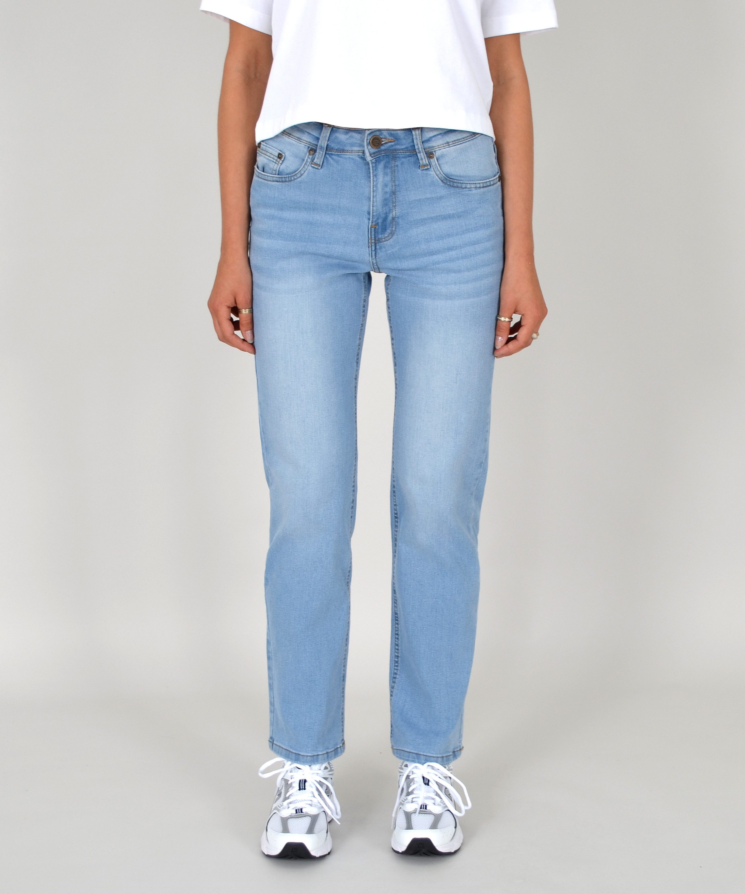 ESRA Straight-Jeans Damen Jeans Gerade hohe Leibhöhe Stretch-Jeans Damen Re günstig online kaufen