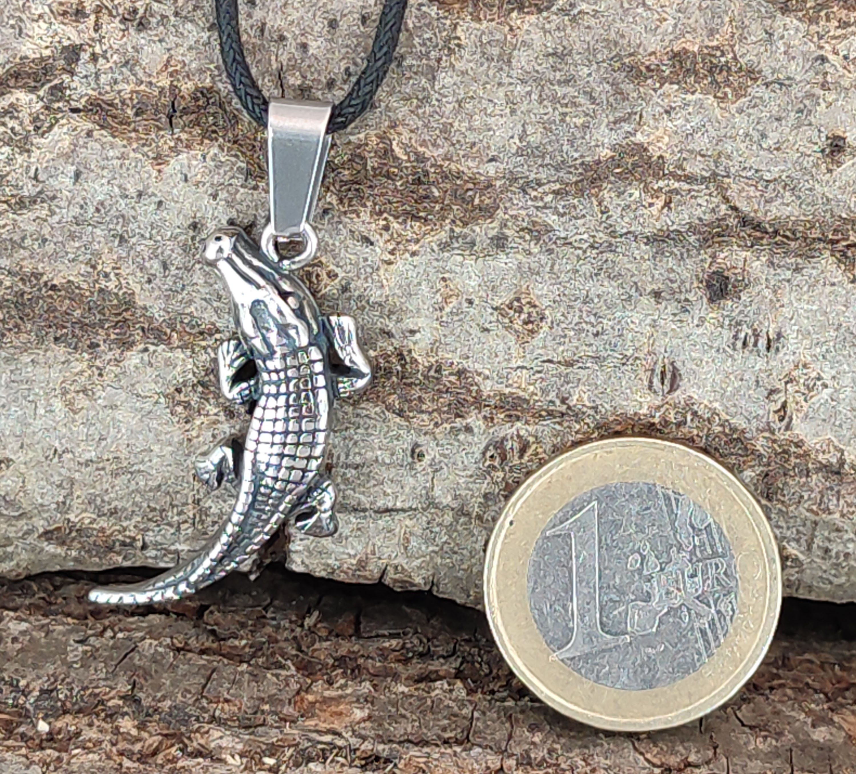 Kiss of Leather Kettenanhänger Stahl 21 Krokodil Anhänger Edelstahl Alligator Echse Reptil