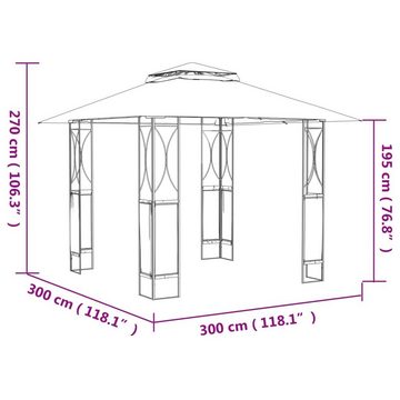 vidaXL Pavillon Pavillon mit Dach Anthrazit 300x300x270 cm Stahl Garten Terrasse