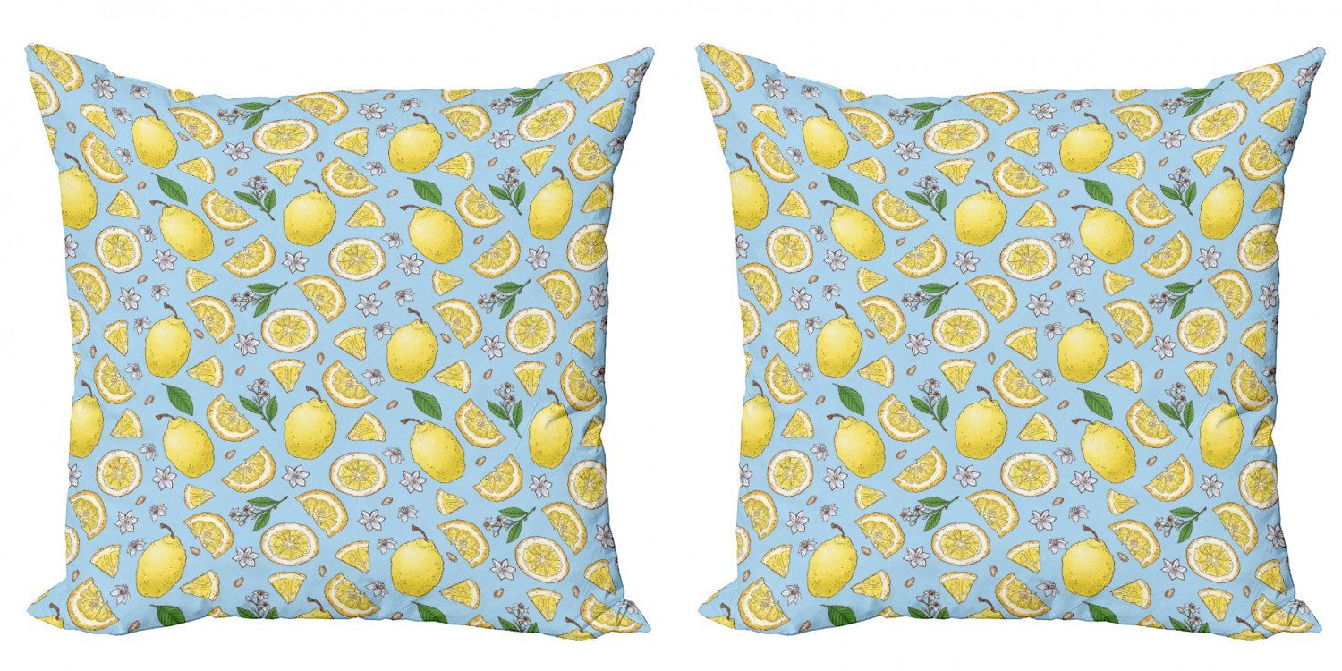 Kissenbezüge Modern Accent Doppelseitiger Digitaldruck, Abakuhaus (2 Stück), Zitronen Bunte Citrus Blumen-Kunst