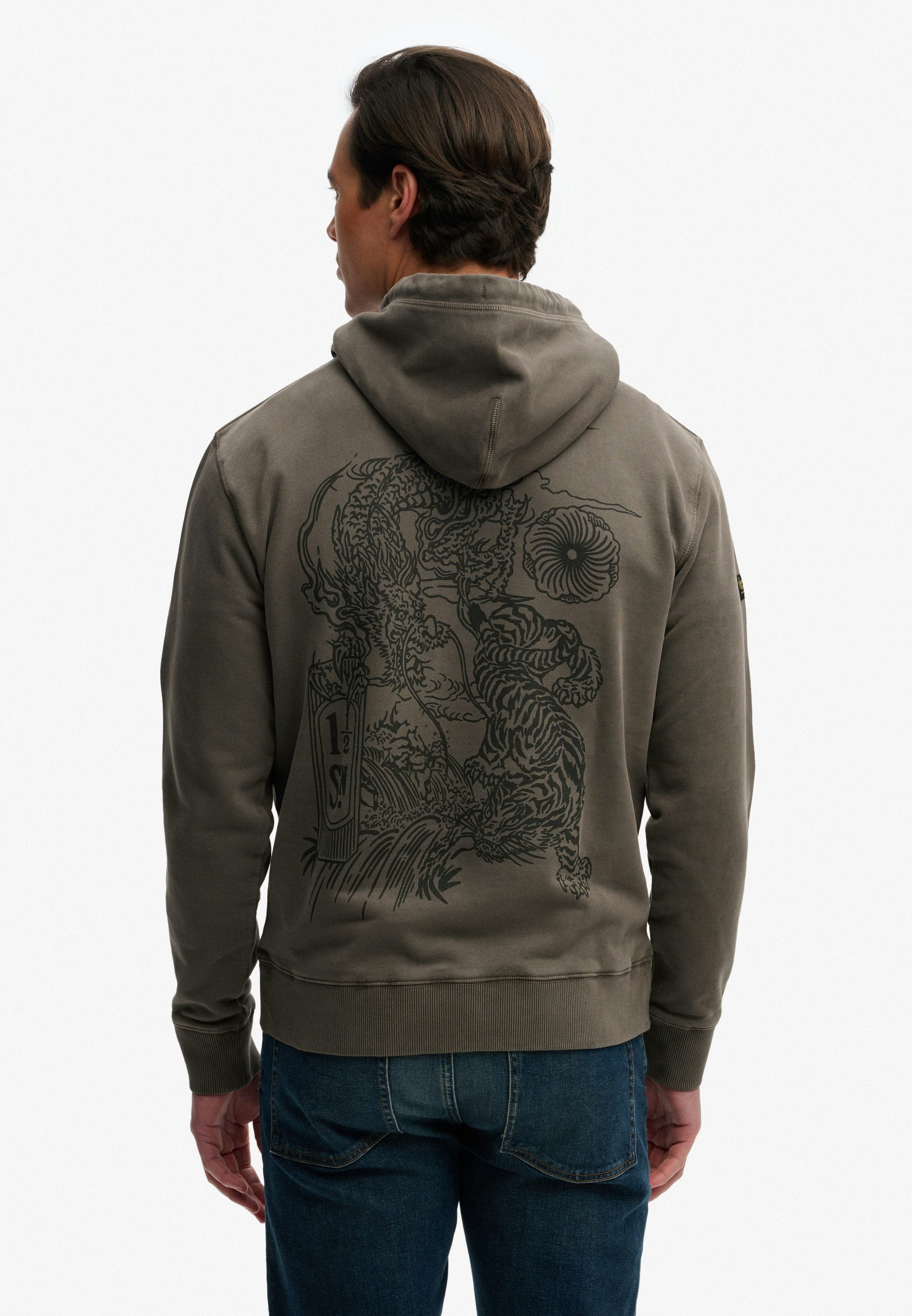 Superdry Kapuzensweatshirt TOKYO NARRATIVE LOOSE HOOD mit coolem Tattoo-Print
