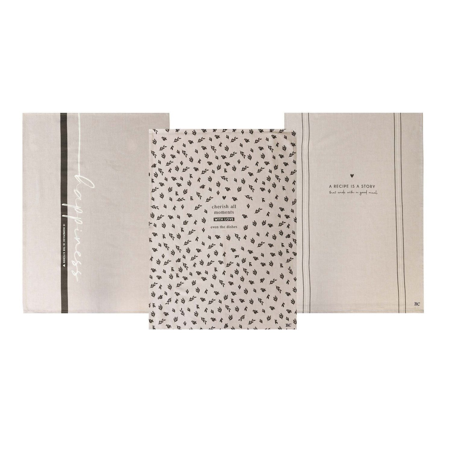 Bastion Collections Geschirrtuch White Kitchen Love, Farbe: Beige, Motiv: H günstig online kaufen