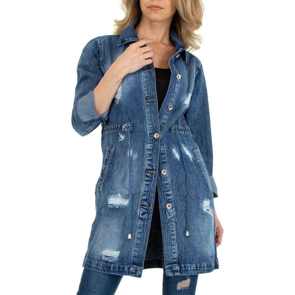 Ital-Design Hemdbluse Damen Freizeit (77187384) Jeansstoff Hemdbluse in Blau