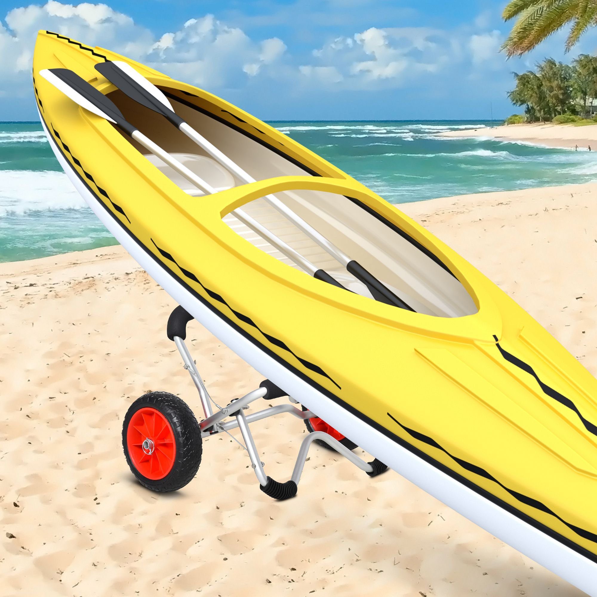 HOMCOM Transportwagen faltbare, Transportwagen, PU-Reifen, (Bootswagen, 1-St., Kajakwagen), für Außenbereich, Silber