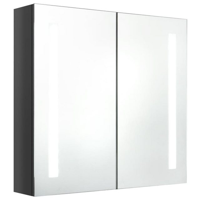 vidaXL Badezimmerspiegelschrank LED-Spiegelschrank fürs Bad Glänzend Grau 62x14x60 cm