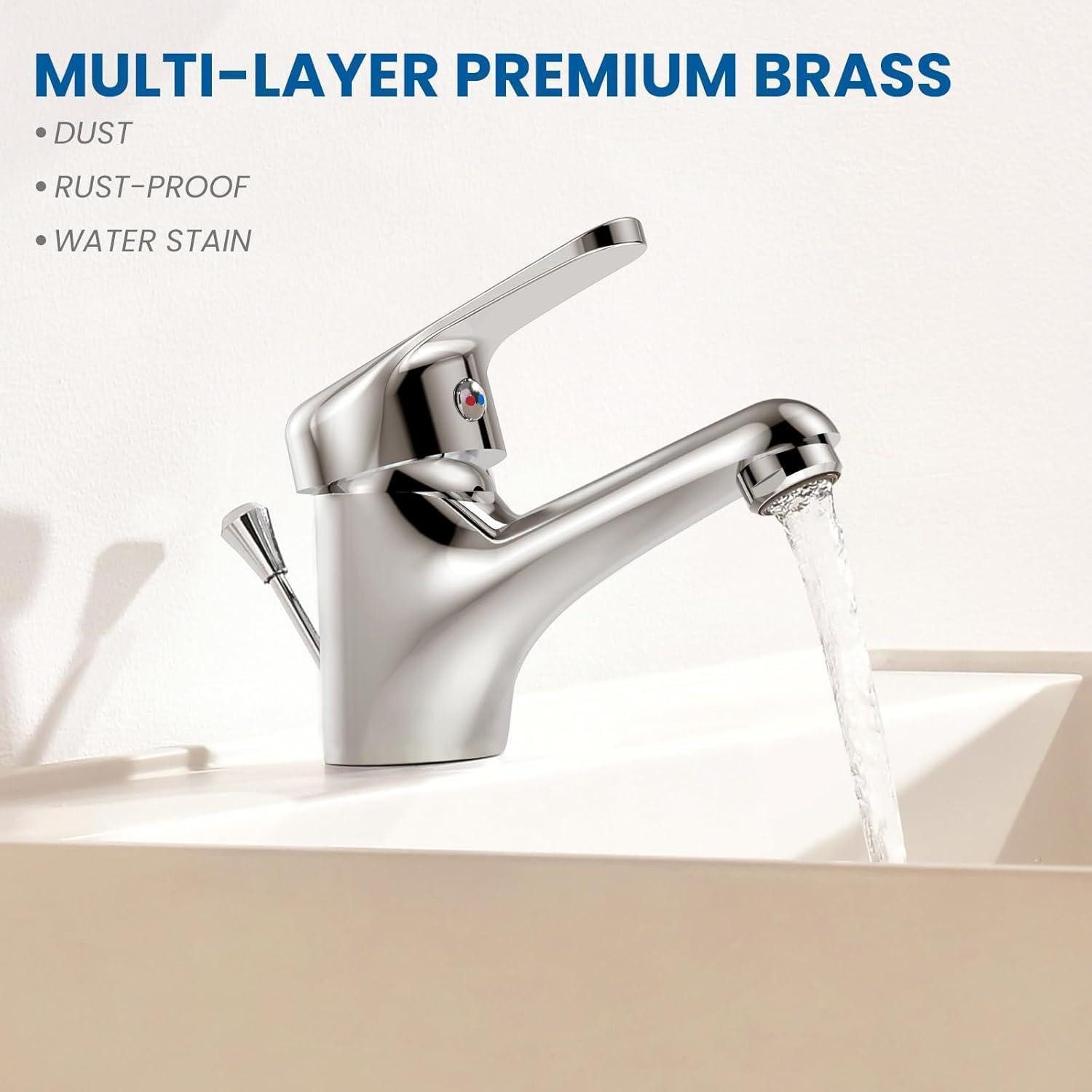 LuxusKollektion Waschtischarmatur Einhebel Wasserhahn Bad Chrom mit Zugstan günstig online kaufen