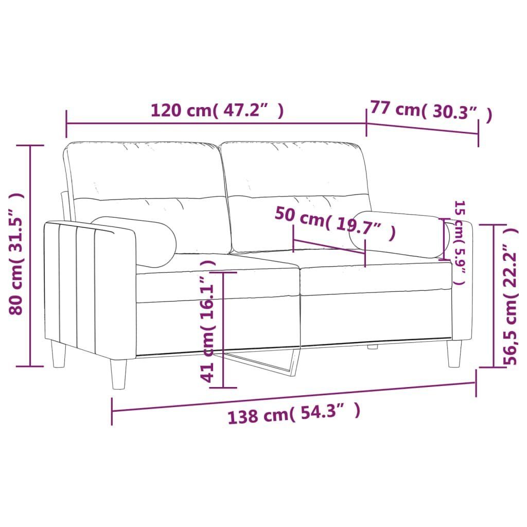 Sofa Zierkissen Stoff 120 vidaXL 2-Sitzer-Sofa Creme cm mit