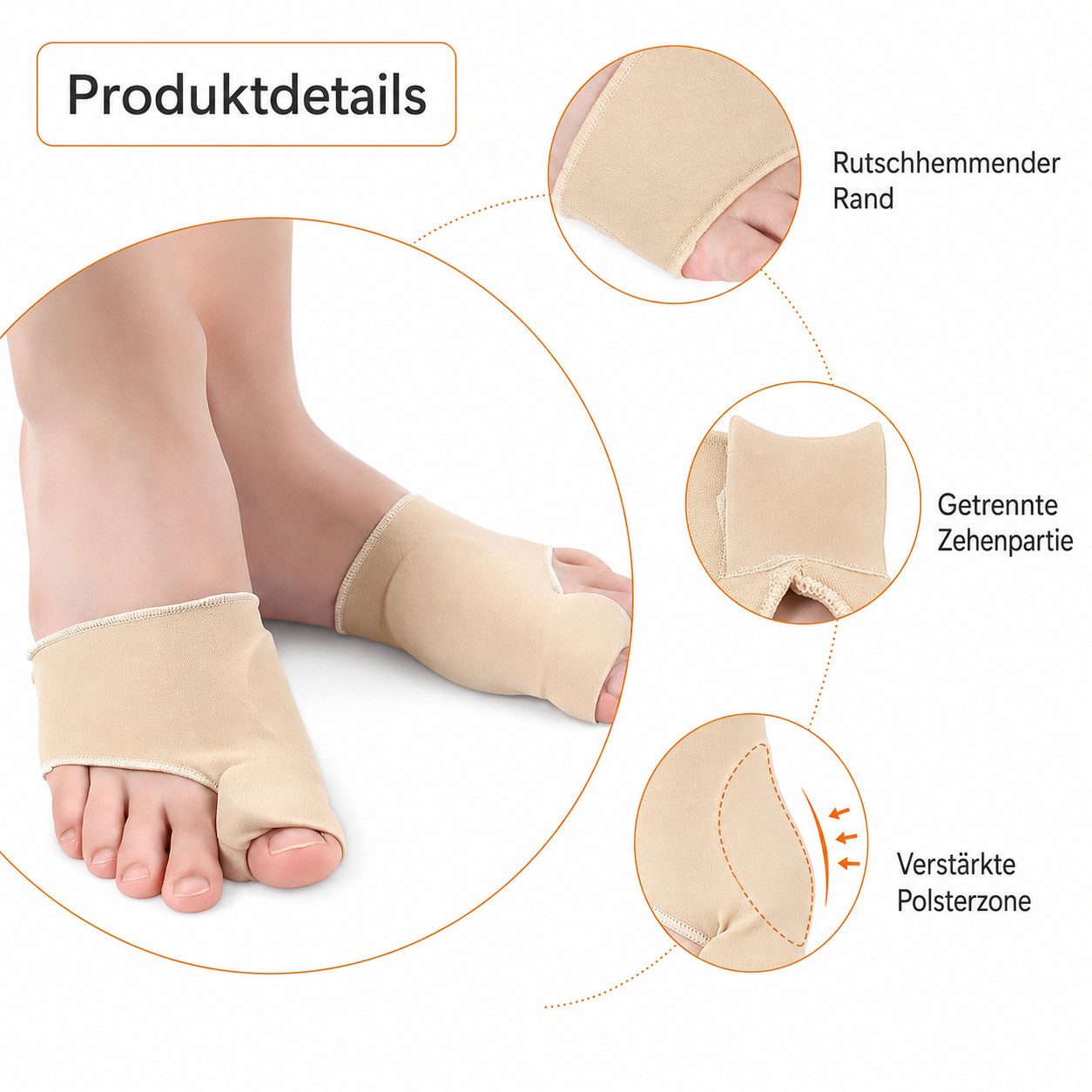 COOL-i ® Hallux-Bandage Hallux Valgus Zehenspreizer & Socken-Set,bei Ballenzeh, Zehenkorrektur mit Seitenschutz – Rutschfeste