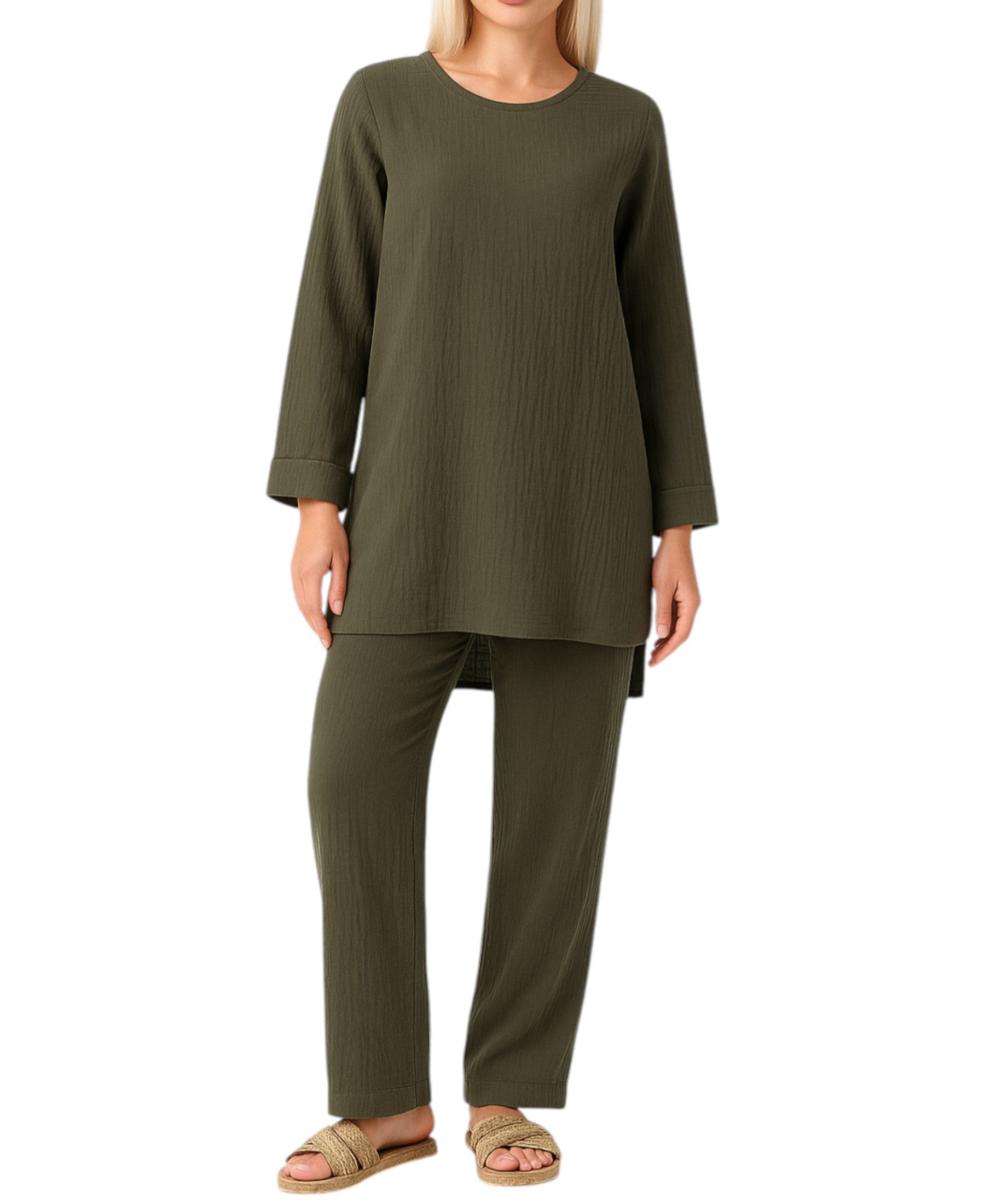 WENOR Hosenanzug Hosenanzug Tunika Set aus Musselin, 100 % Baumwolle, Modes günstig online kaufen