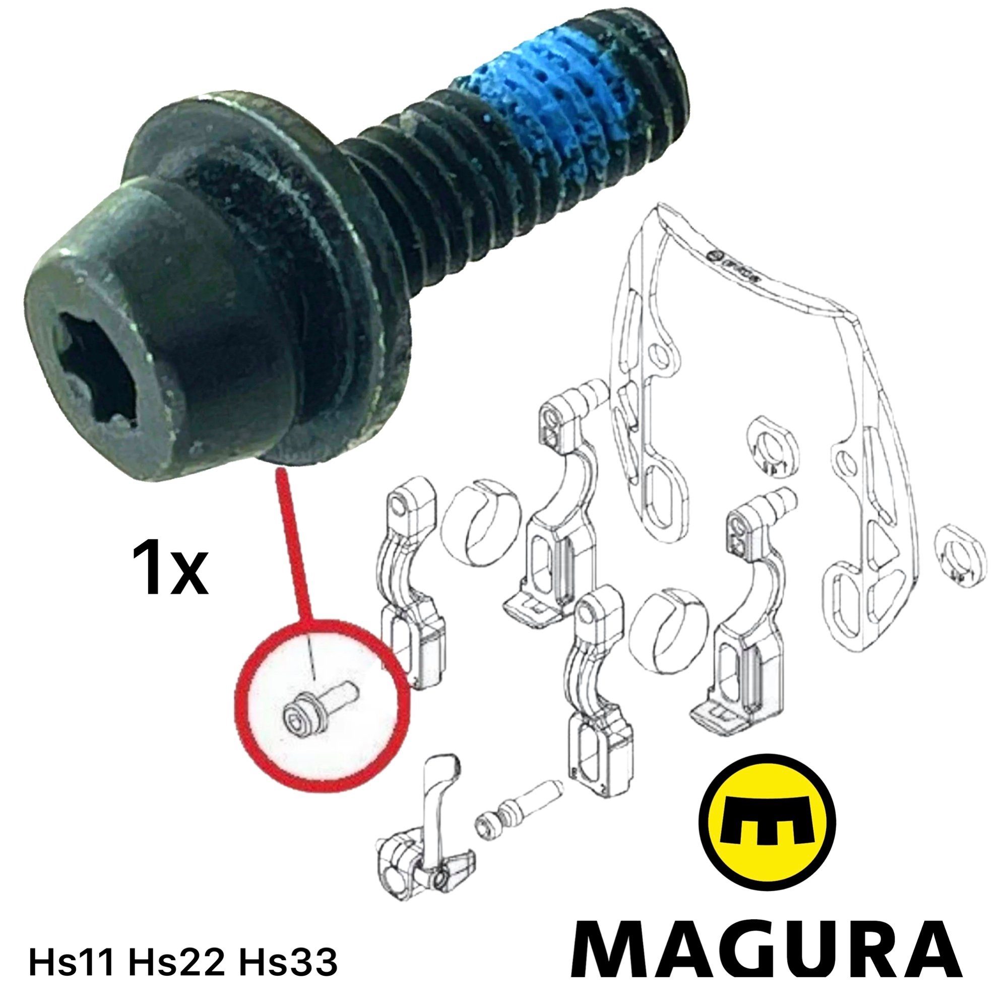 Bremszylinder (0720934) Befestigungsschraube Felgenbremse Magura für Magura 1x M6 Torx T25